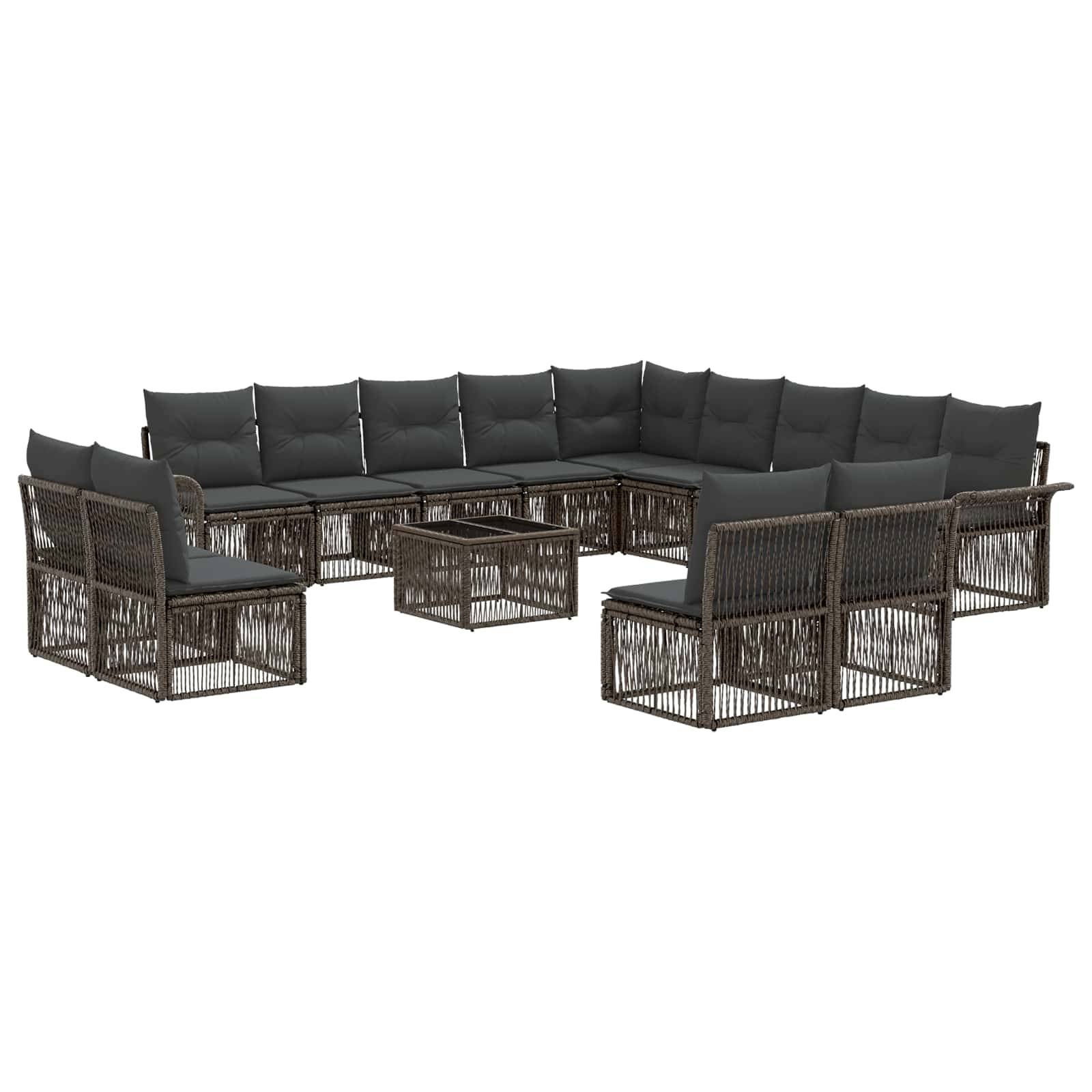 vidaXL Gartensofa-set 14 pcs Grau Poly-Rattan