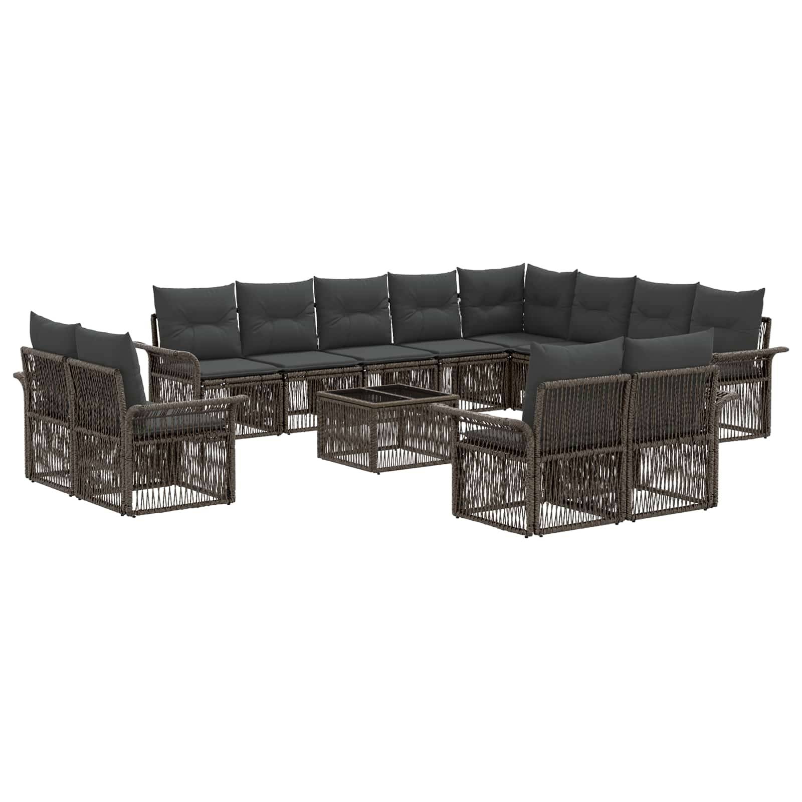 vidaXL Gartensofa-set 13 pcs Grau und Dunkelgrau Poly-Rattan
