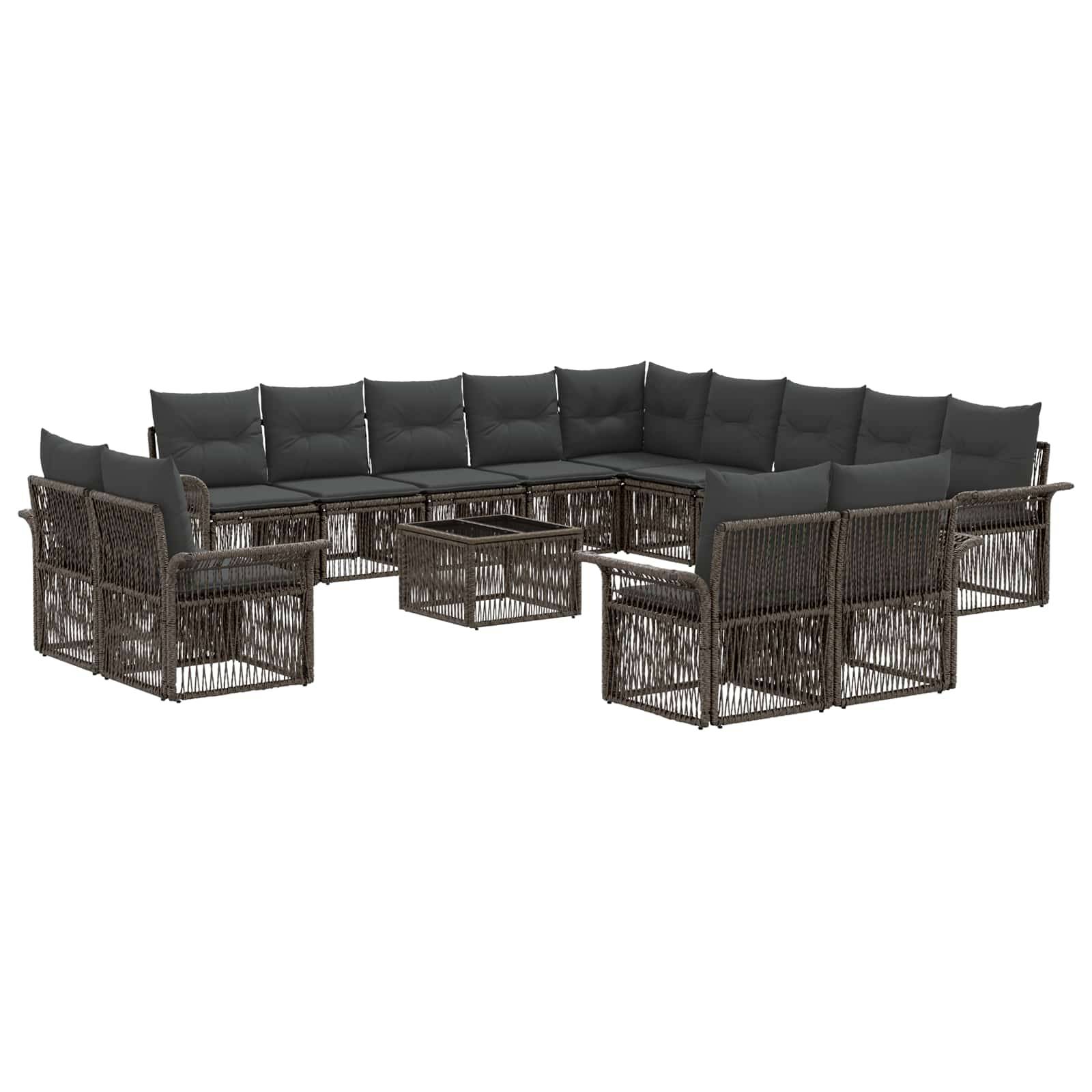vidaXL Gartensofa-set 14 pcs Grau und Dunkelgrau Poly-Rattan