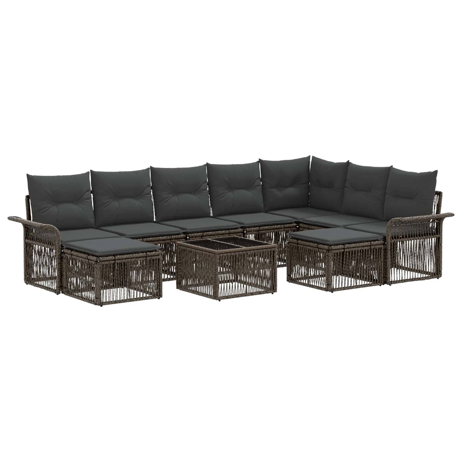 vidaXL Gartensofa-set 10 pcs Grau und Dunkelgrau Poly-Rattan