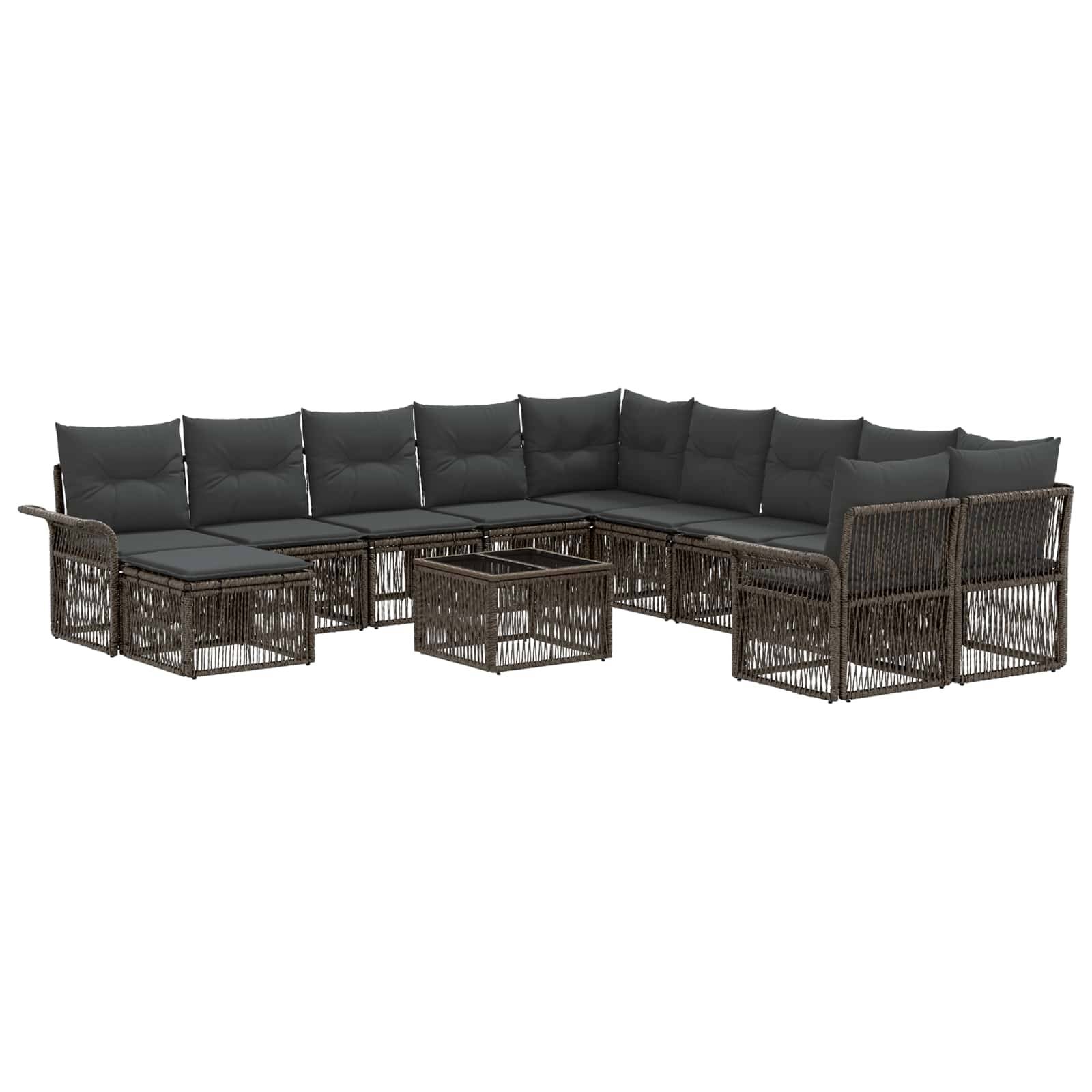vidaXL Gartensofa-set 12 pcs Grau und Dunkelgrau Poly-Rattan