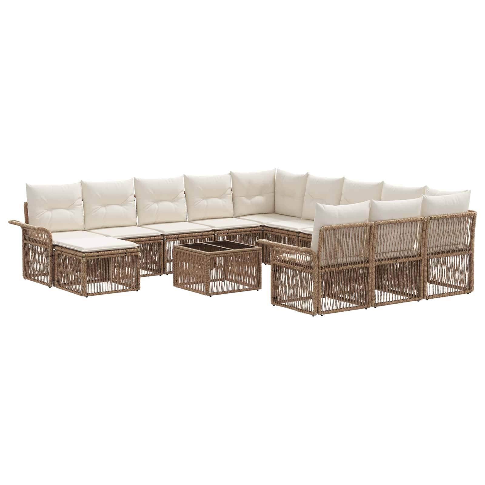 vidaXL Gartensofa-set 13 pcs Beige und Cremeweiß Poly-Rattan