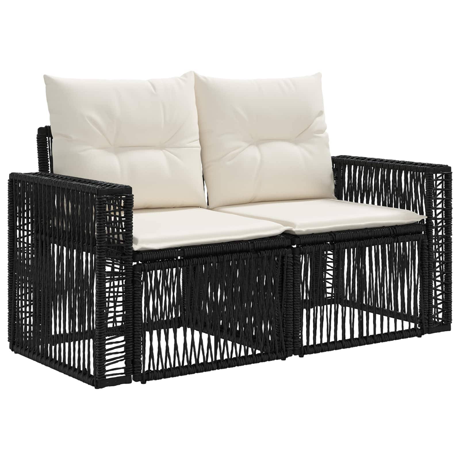 vidaXL Gartensofa-set 7 stk. Schwarz und Cremeweiß Poly-Rattan