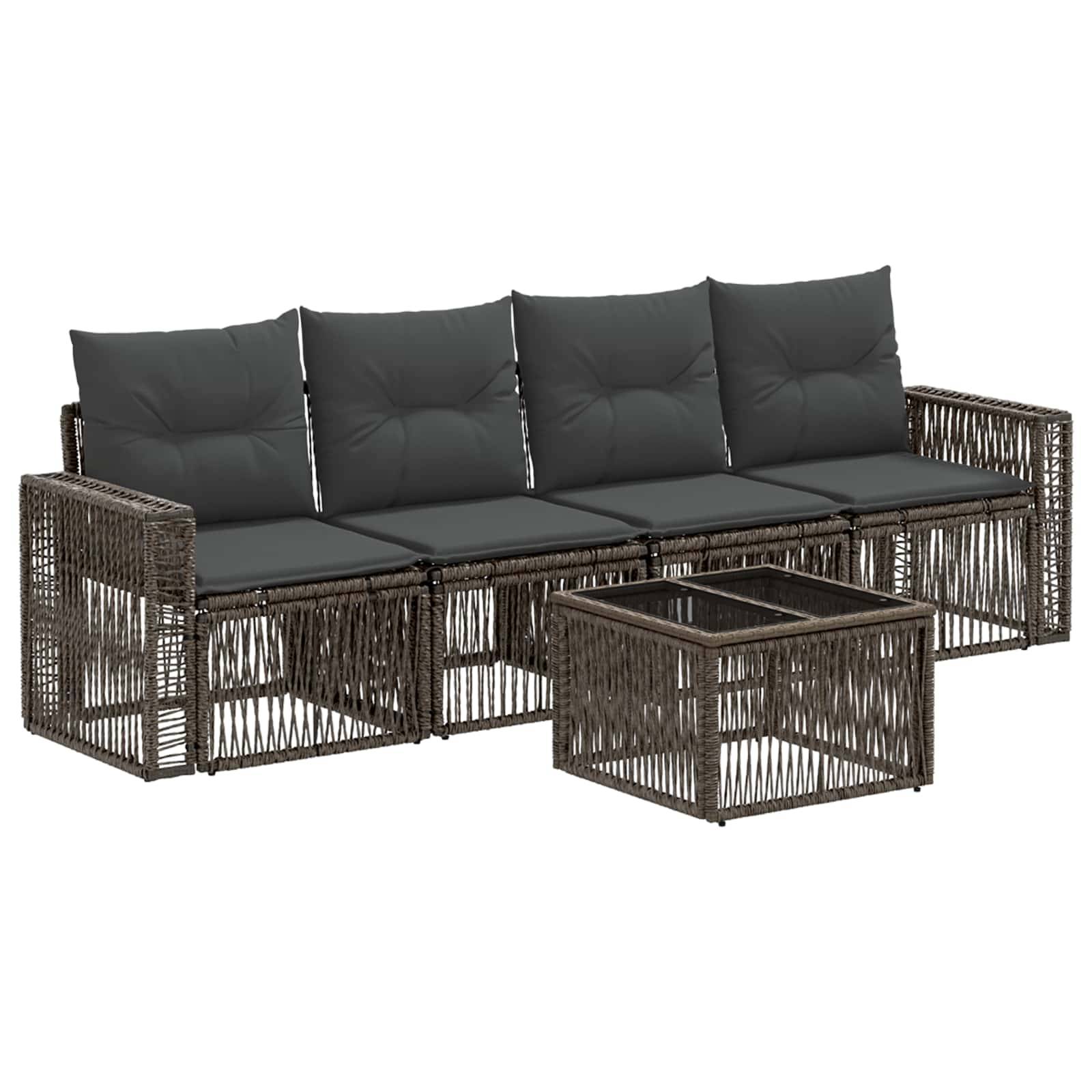 vidaXL Gartensofa-set 5 pcs Grau und Dunkelgrau Poly-Rattan