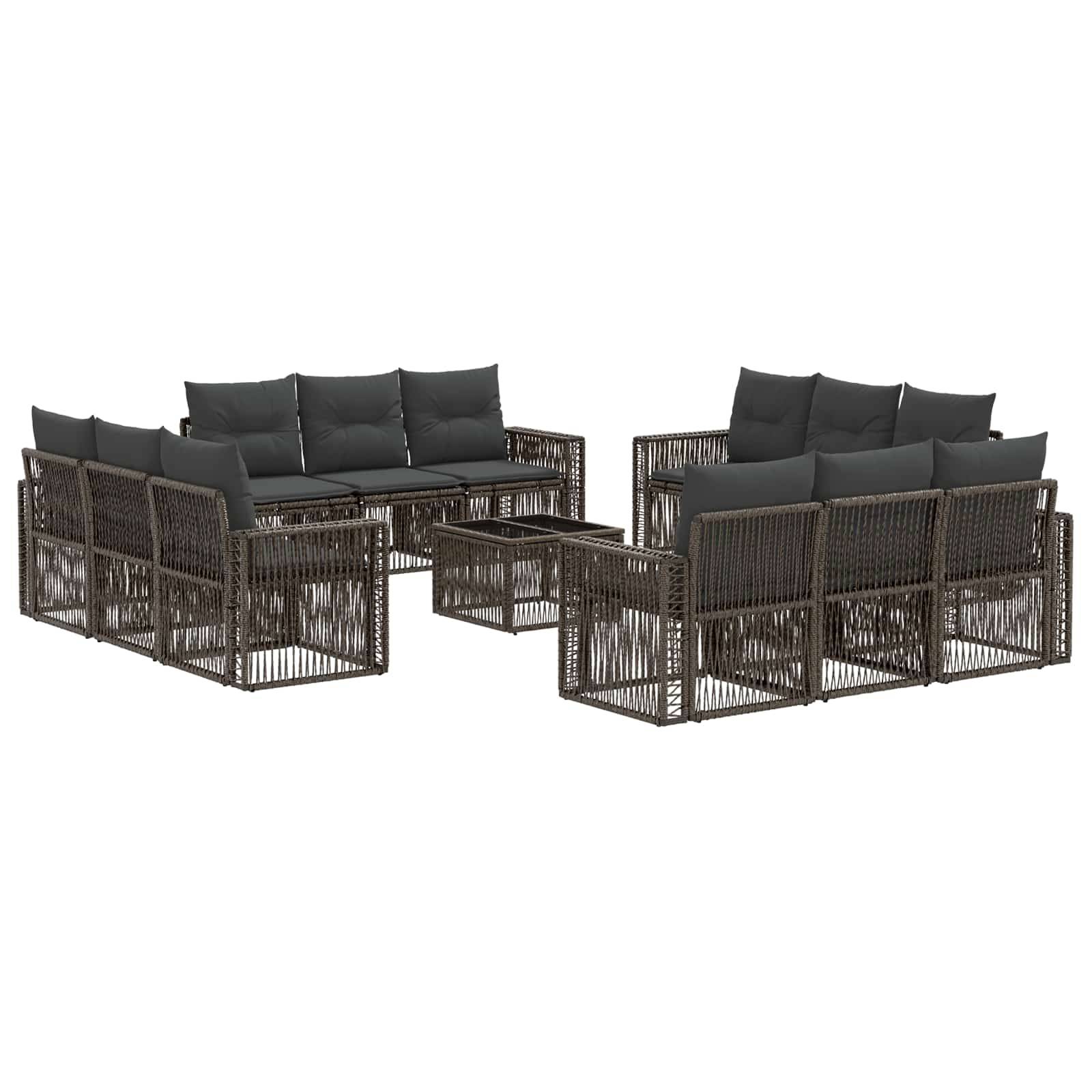 vidaXL Gartensofa-set 13 pcs Grau und Dunkelgrau Poly-Rattan