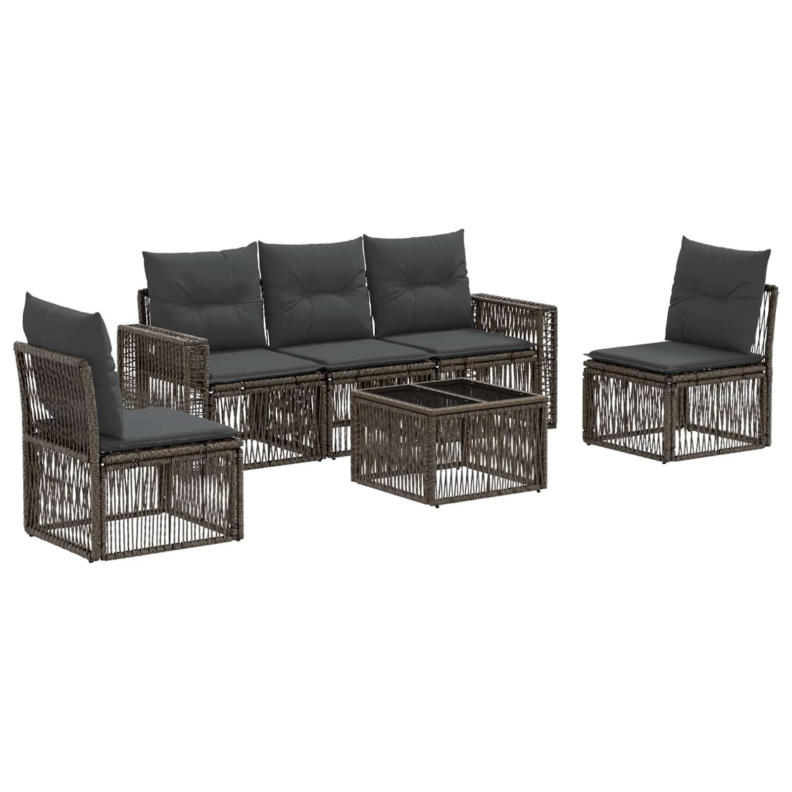 vidaXL Gartensofa-set 6 pcs Grau und Dunkelgrau Poly-Rattan
