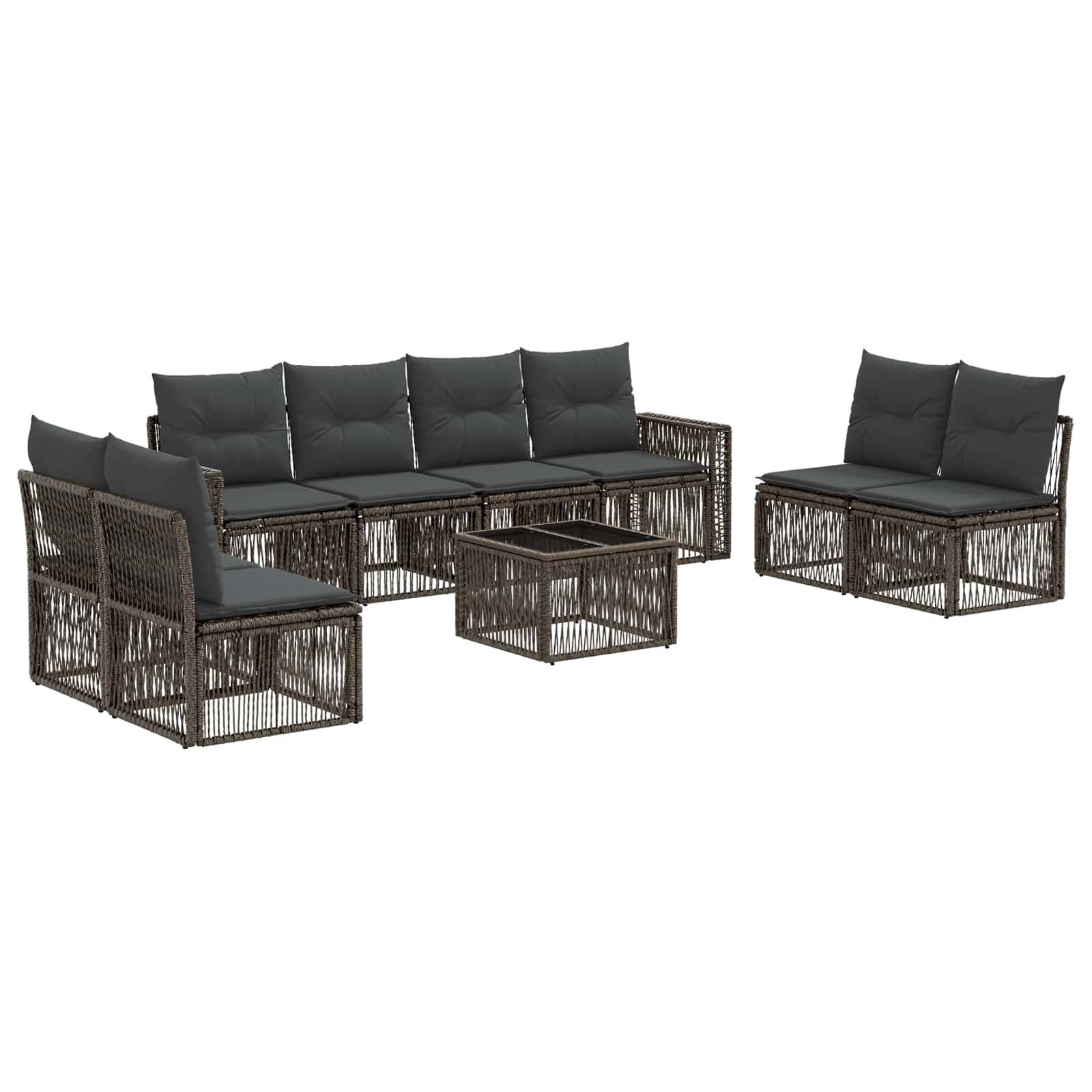 vidaXL Gartensofa-set 9 pcs Grau und Dunkelgrau Poly-Rattan