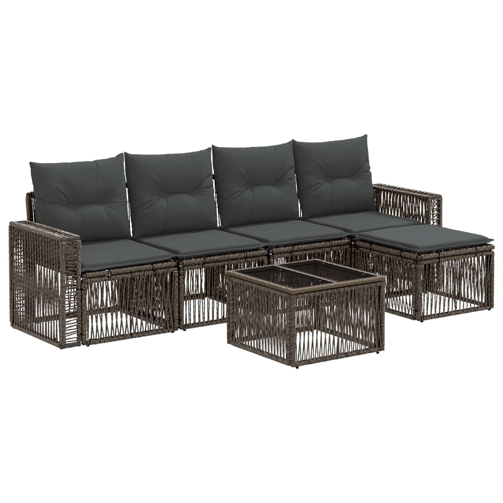 vidaXL Gartensofa-set 6 pcs Grau und Dunkelgrau Poly-Rattan