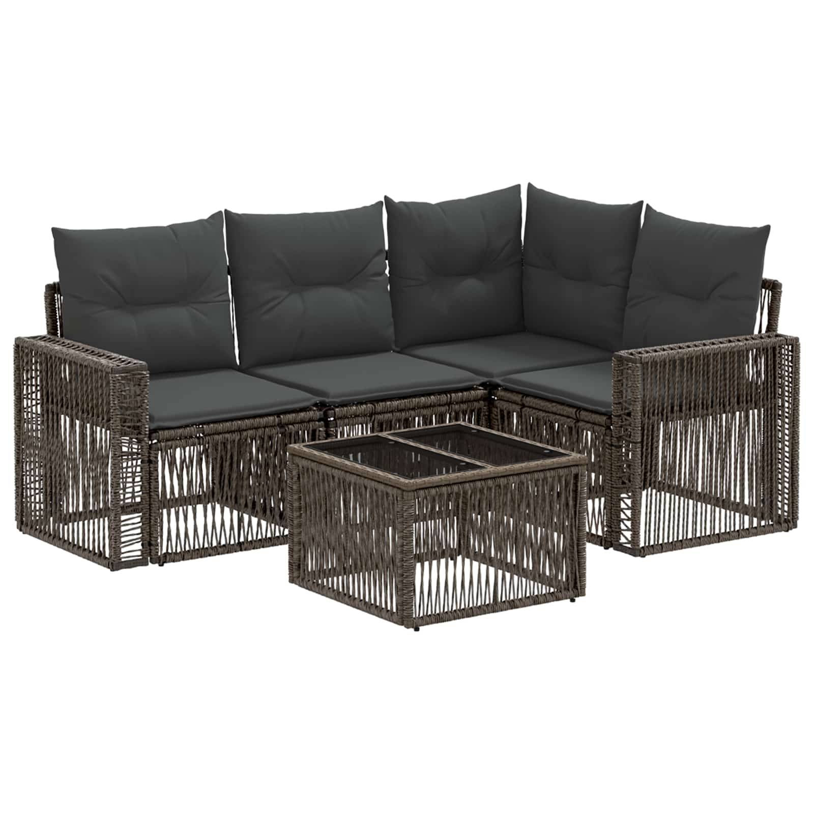 vidaXL Gartensofa-set 5 pcs Grau und Dunkelgrau Poly-Rattan
