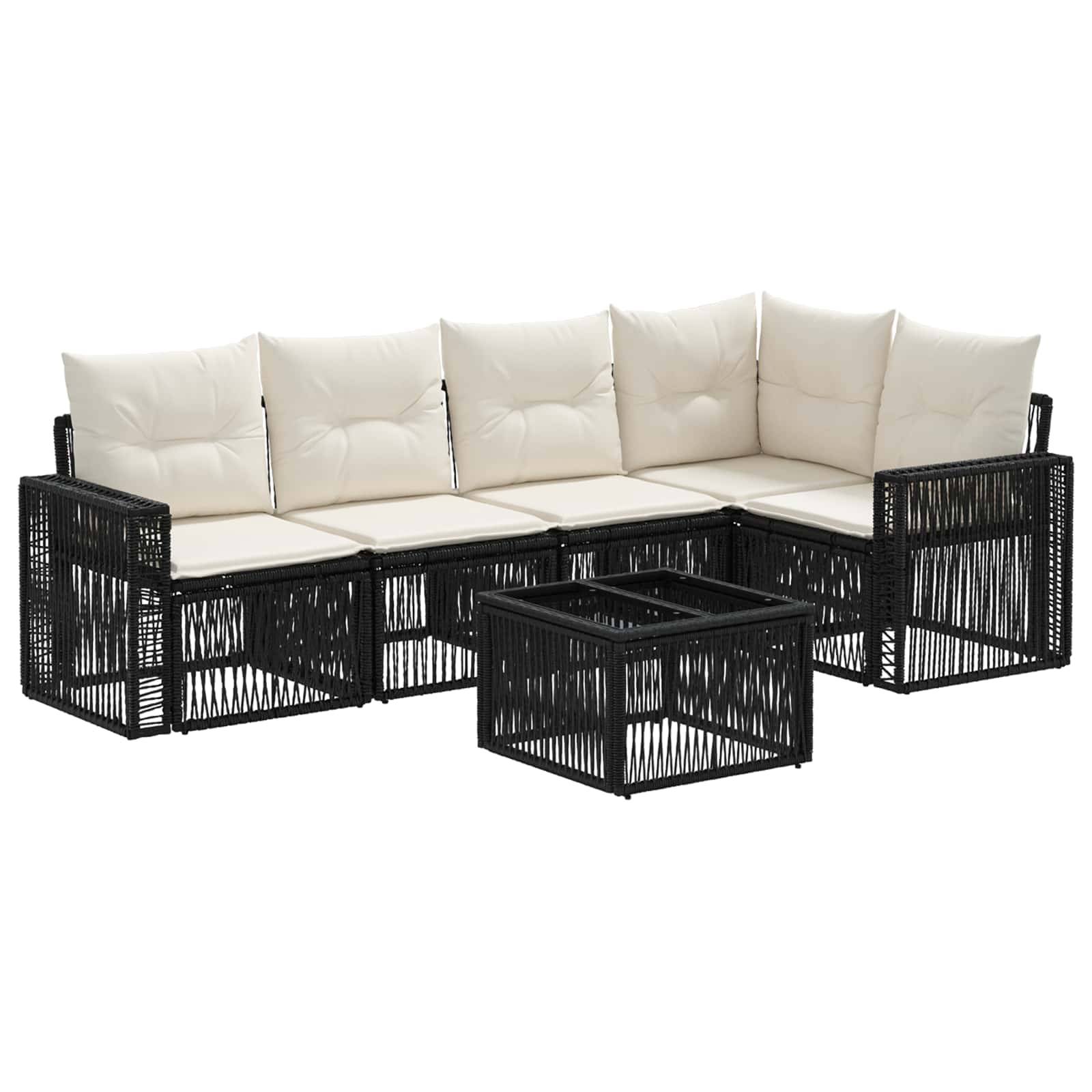 vidaXL Gartensofa-set 6 pcs Schwarz und Cremeweiß Poly-Rattan