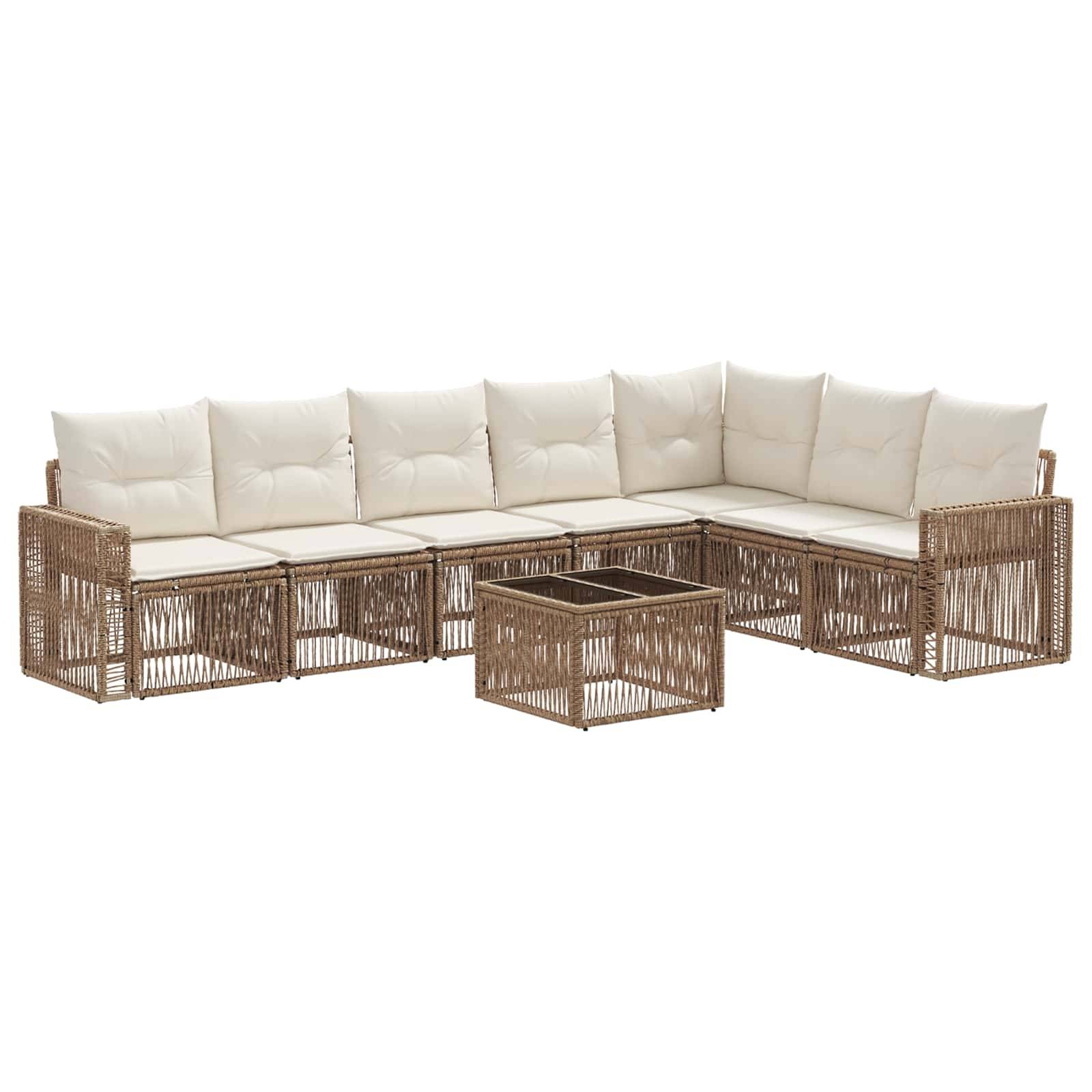 vidaXL Gartensofa-set 8 pcs Beige und Cremeweiß Poly-Rattan