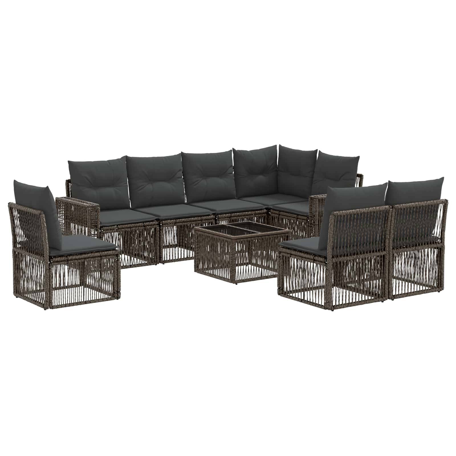 vidaXL Gartensofa-set 9 pcs Grau und Dunkelgrau Poly-Rattan