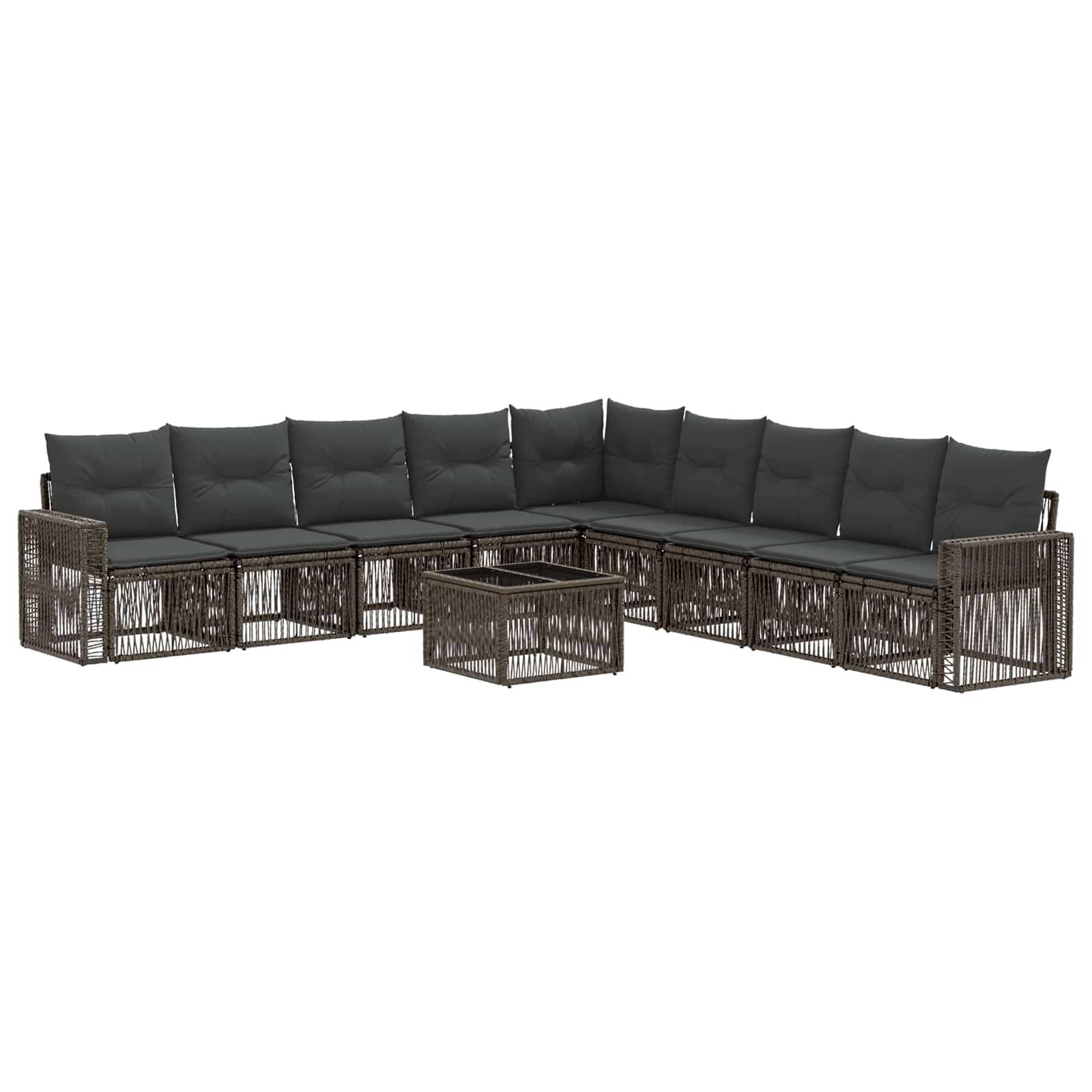 vidaXL Gartensofa-set 10 pcs Grau und Dunkelgrau Poly-Rattan