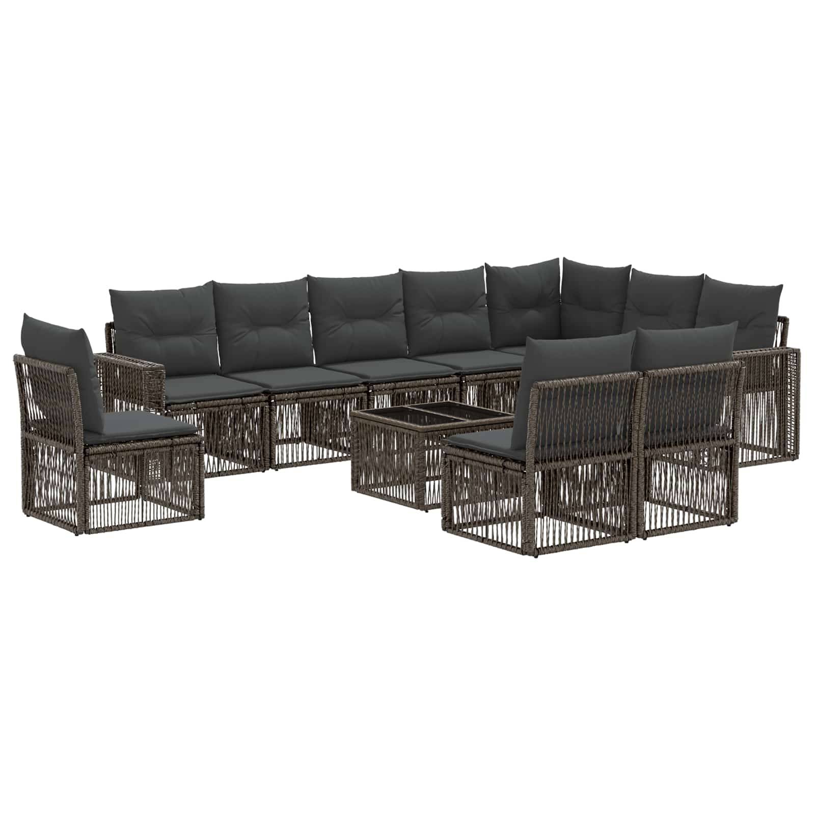 vidaXL Gartensofa-set 11 pcs Grau und Dunkelgrau Poly-Rattan