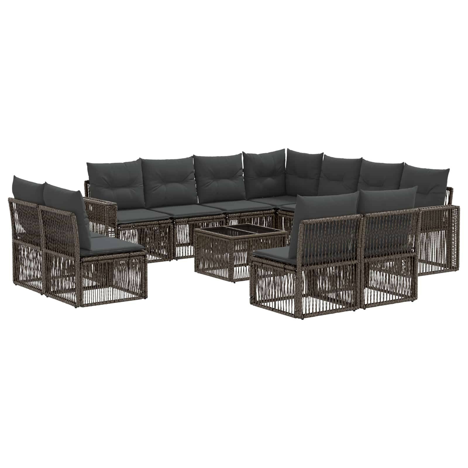 vidaXL Gartensofa-set 12 pcs Grau und Dunkelgrau Poly-Rattan