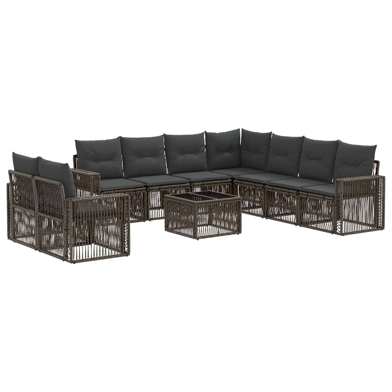 vidaXL Gartensofa-set 10 pcs Grau und Dunkelgrau Poly-Rattan