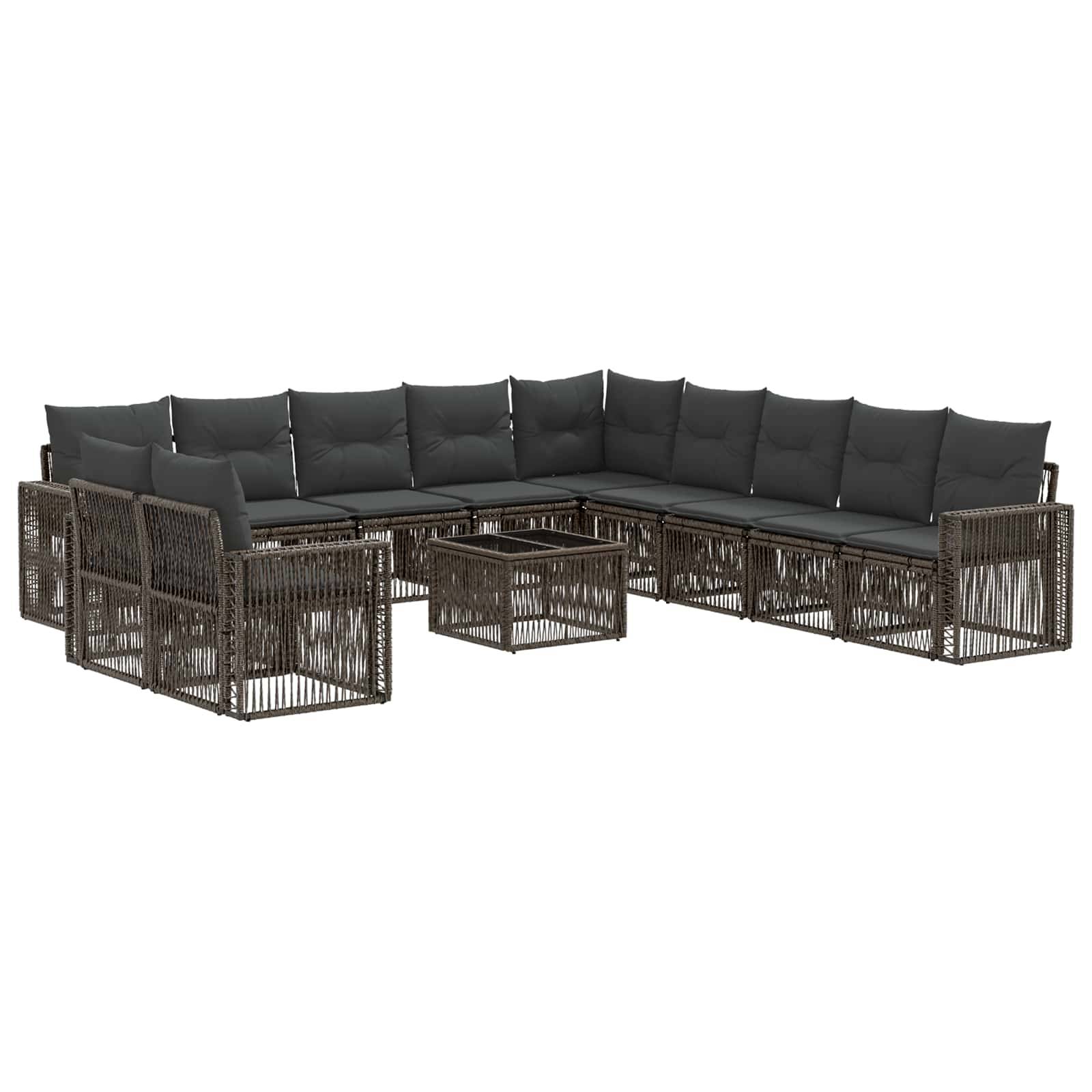 vidaXL Gartensofa-set 12 pcs Grau und Dunkelgrau Poly-Rattan