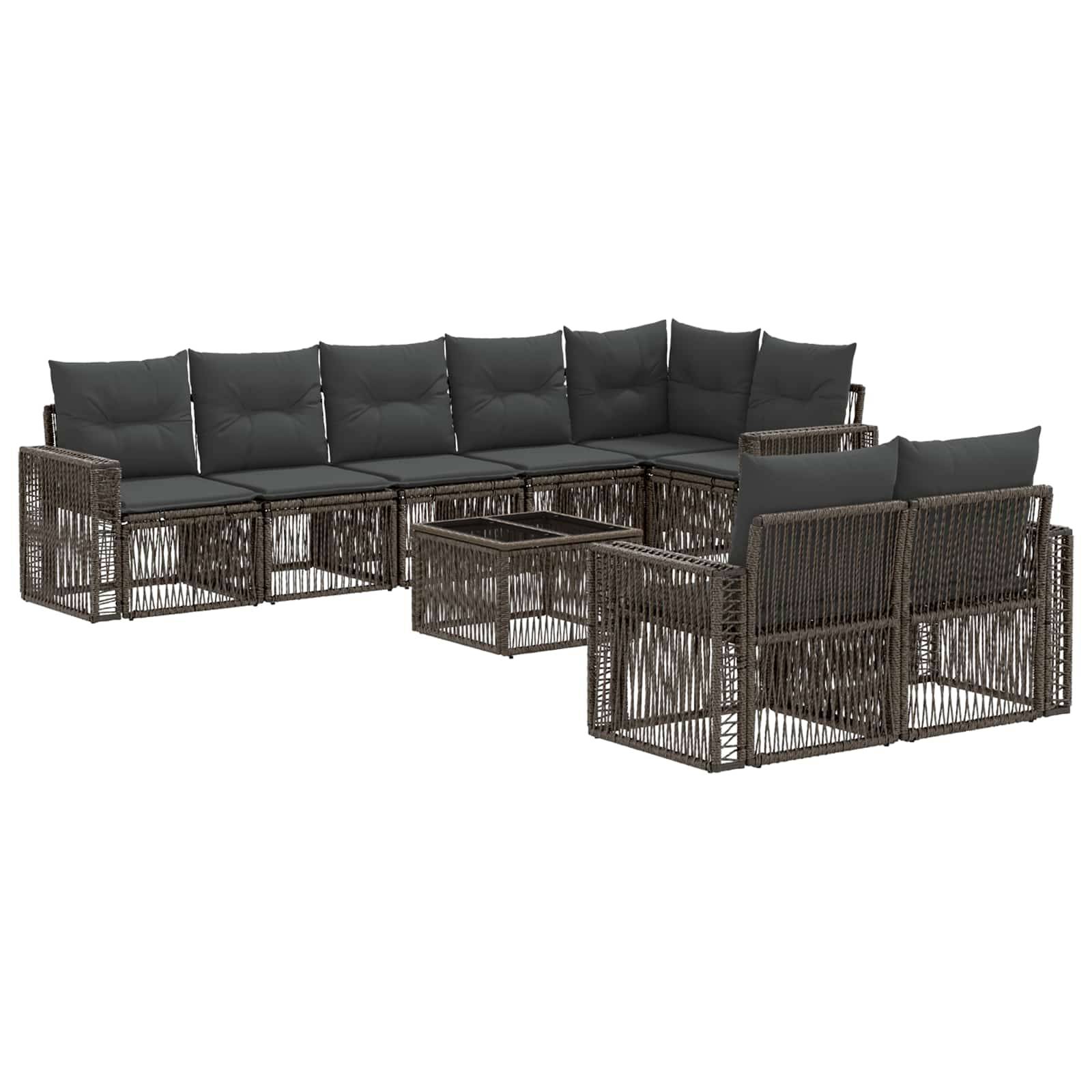 vidaXL Gartensofa-set 9 pcs Grau und Dunkelgrau Poly-Rattan