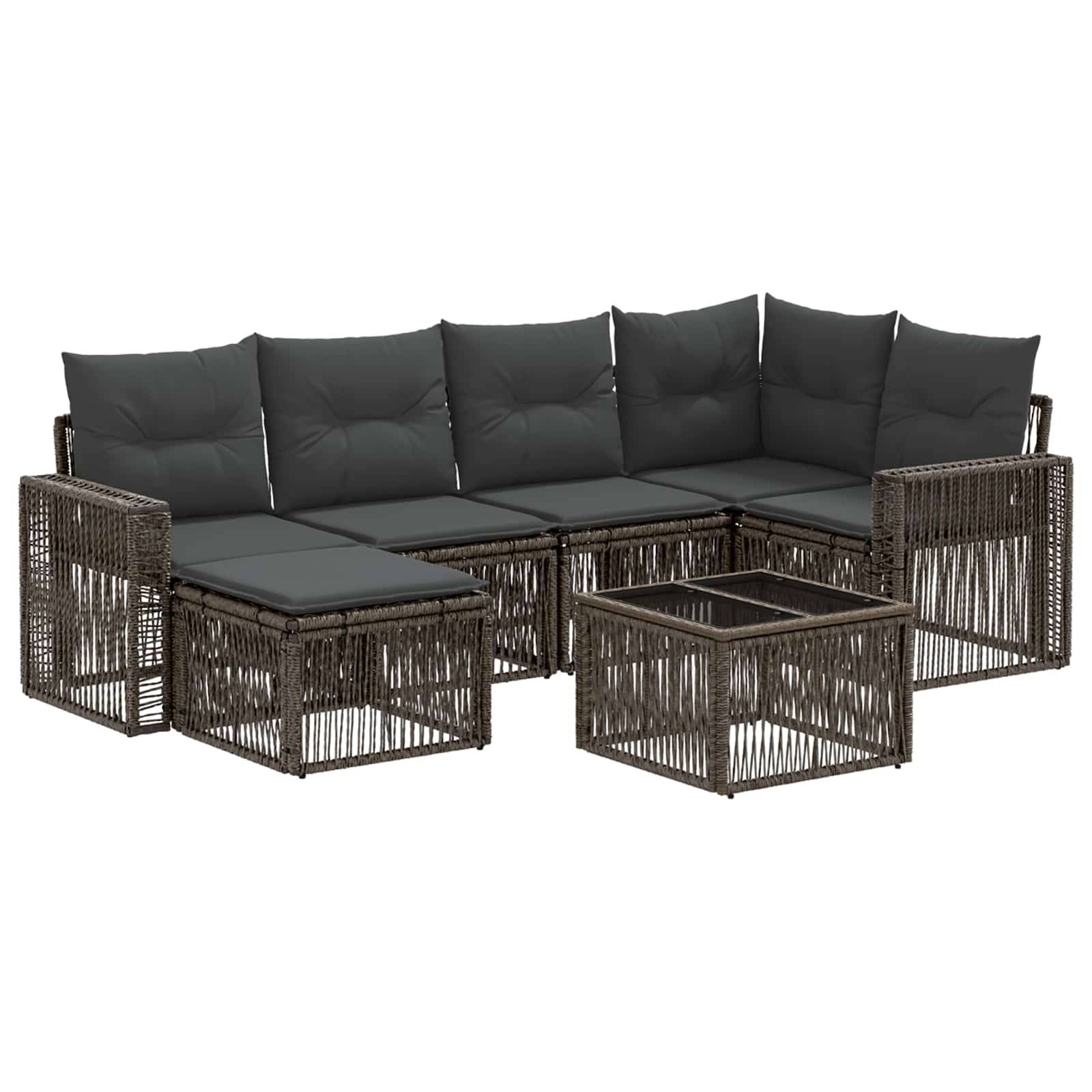 vidaXL Gartensofa-set 7 pcs Grau und Dunkelgrau Poly-Rattan