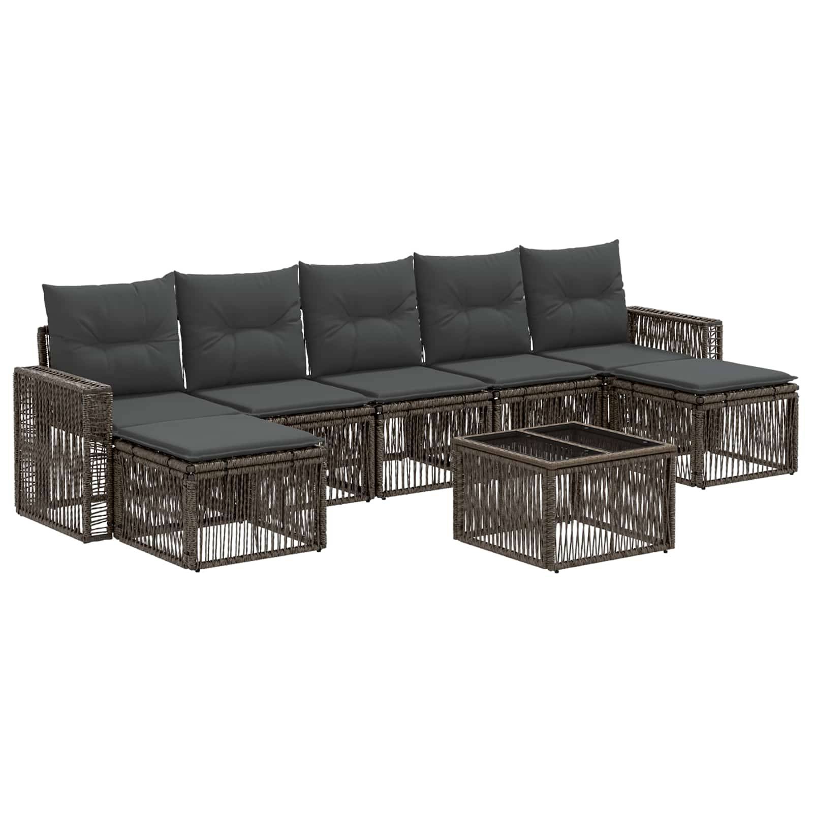 vidaXL Gartensofa-set 8 pcs Grau und Dunkelgrau Poly-Rattan