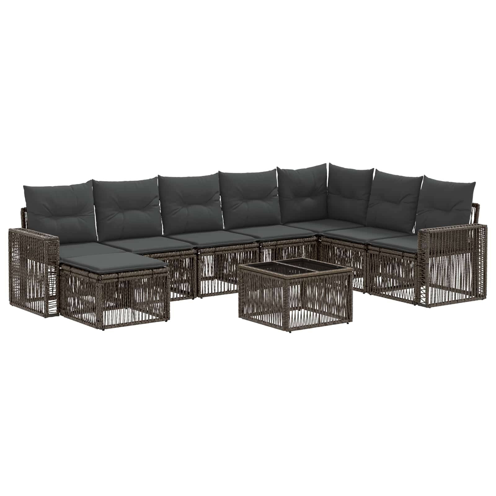 vidaXL Gartensofa-set 9 pcs Grau und Dunkelgrau Poly-Rattan