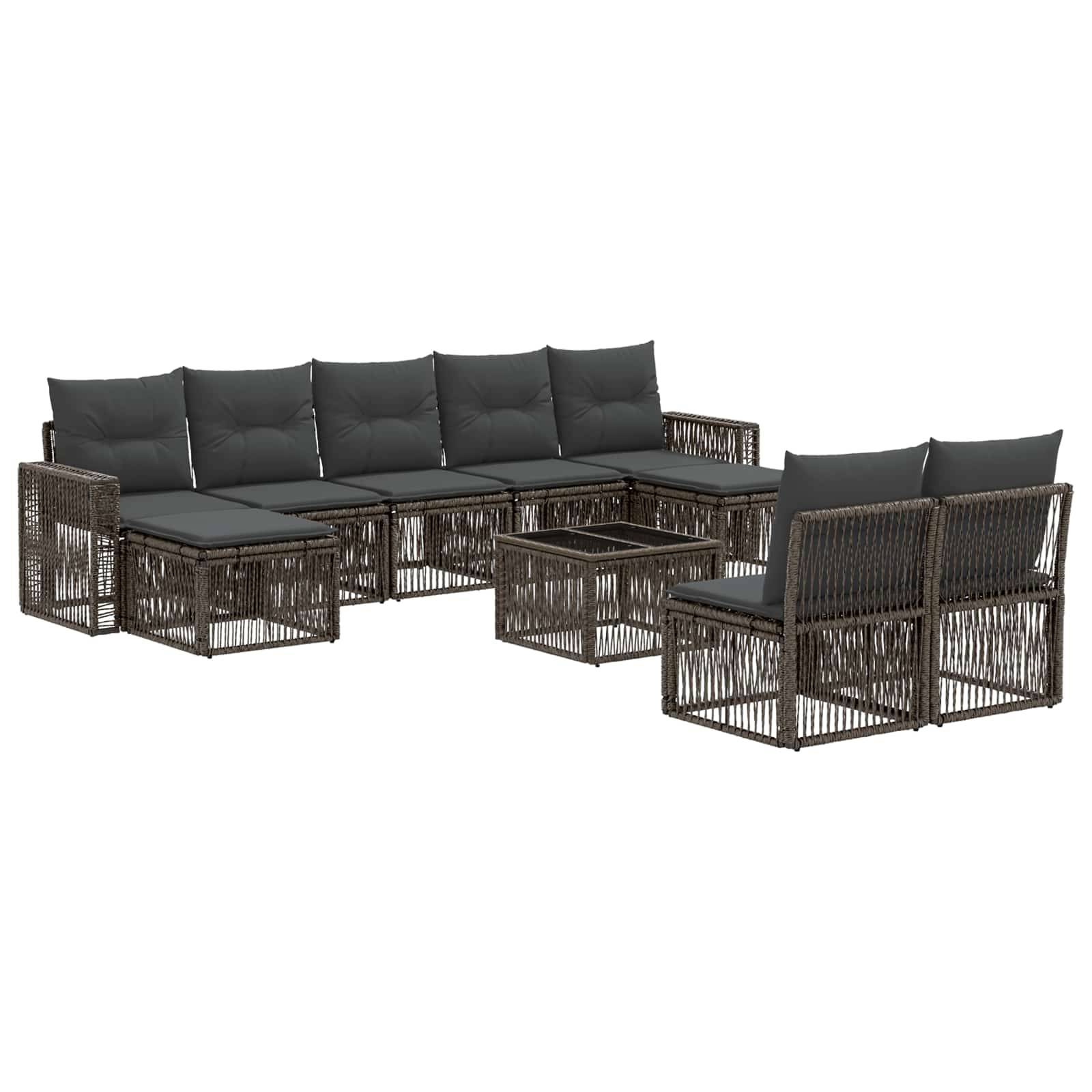 vidaXL Gartensofa-set 10 pcs Grau und Dunkelgrau Poly-Rattan
