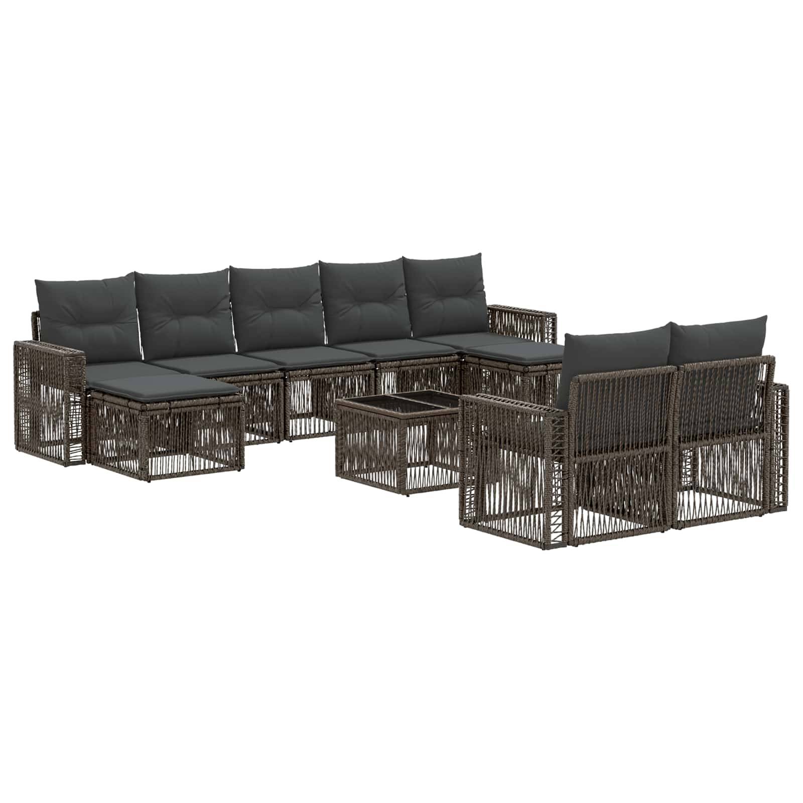 vidaXL Gartensofa-set 10 pcs Grau und Dunkelgrau Poly-Rattan