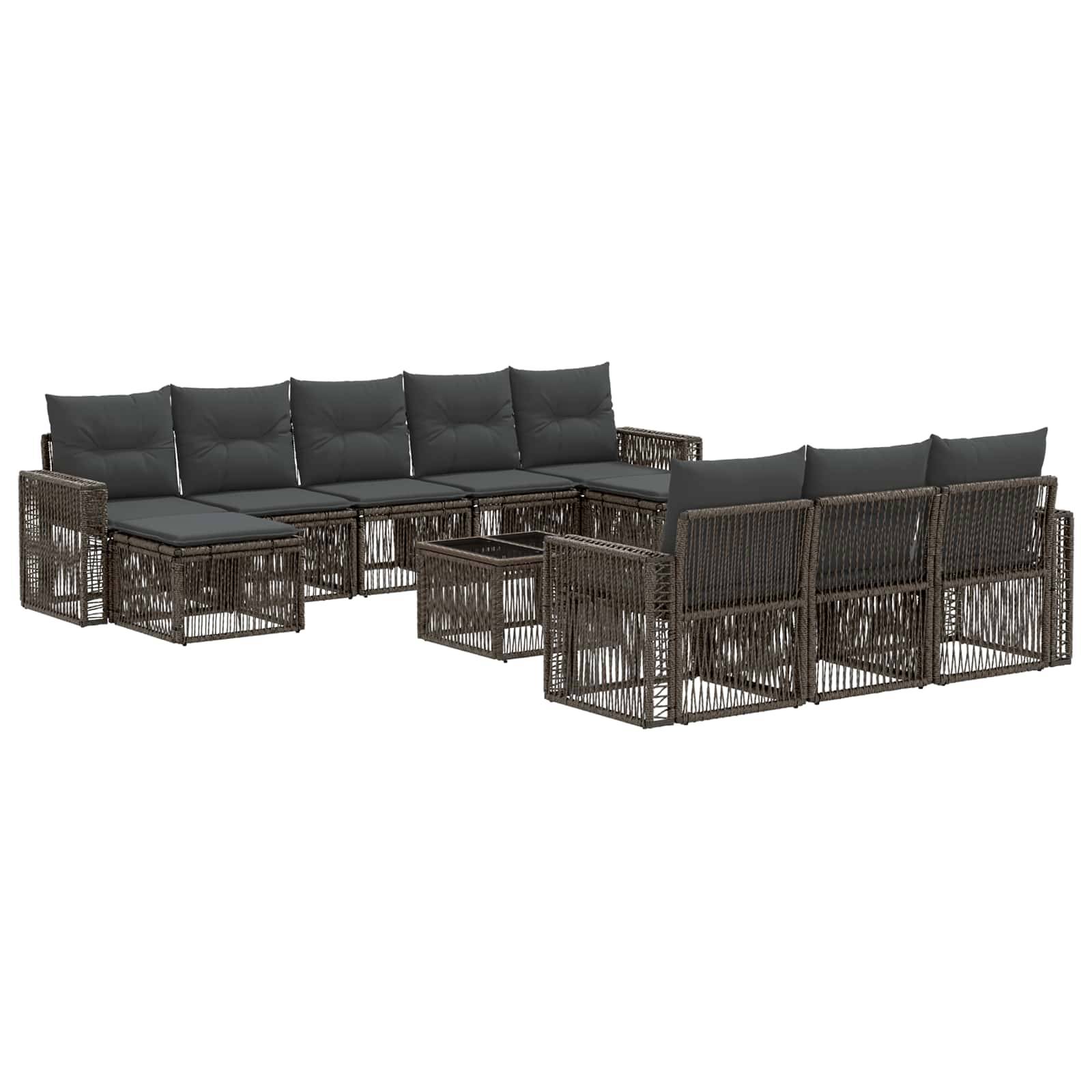 vidaXL Gartensofa-set 11 pcs Grau und Dunkelgrau Poly-Rattan