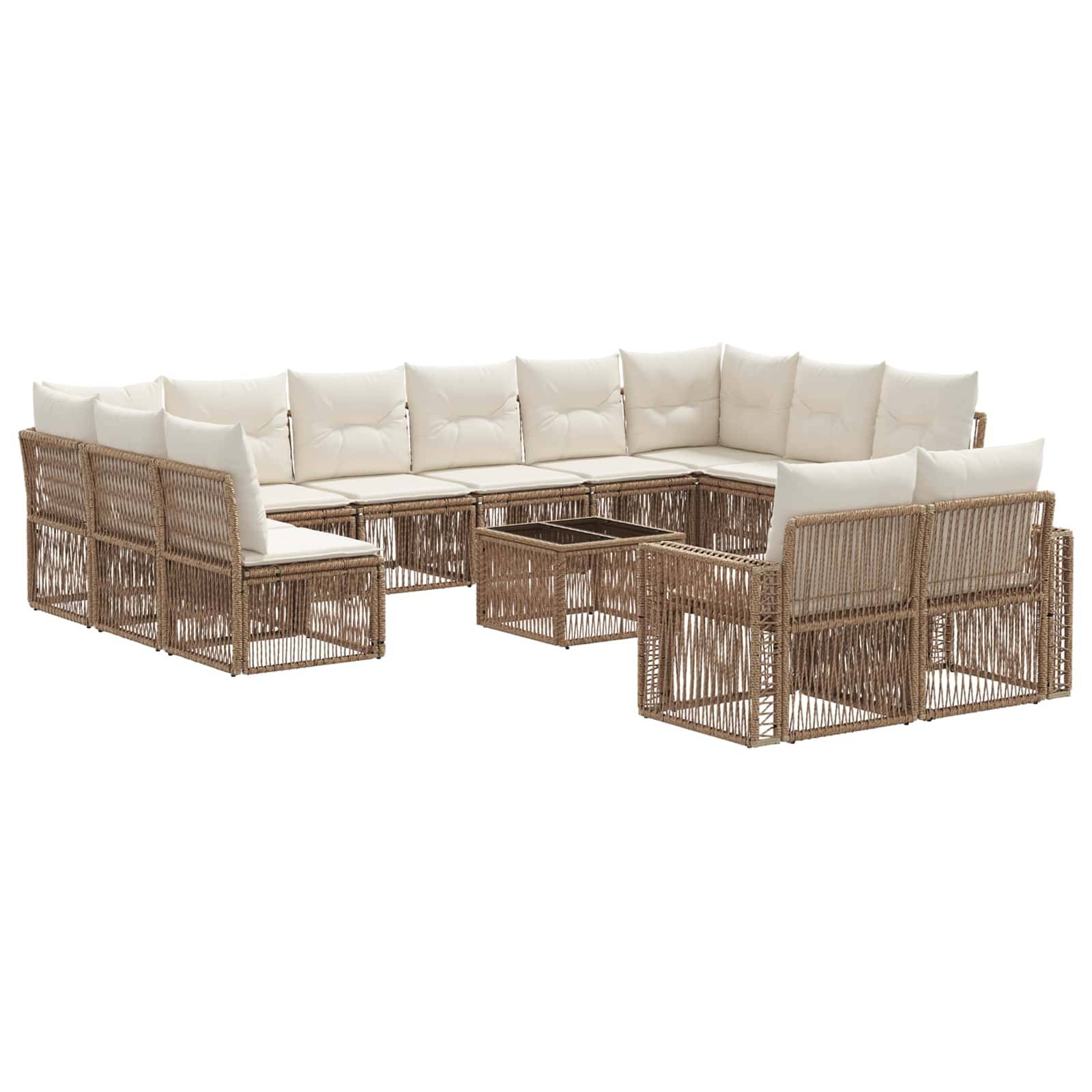 vidaXL Gartensofa-set 13 pcs Beige und Cremeweiß Poly-Rattan