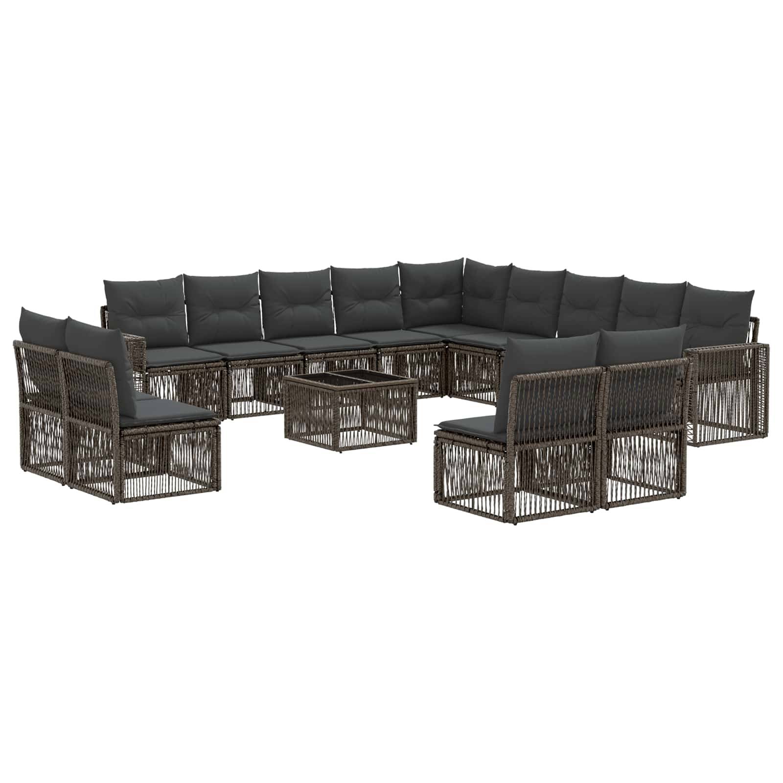 vidaXL Gartensofa-set 14 pcs Grau und Dunkelgrau Poly-Rattan