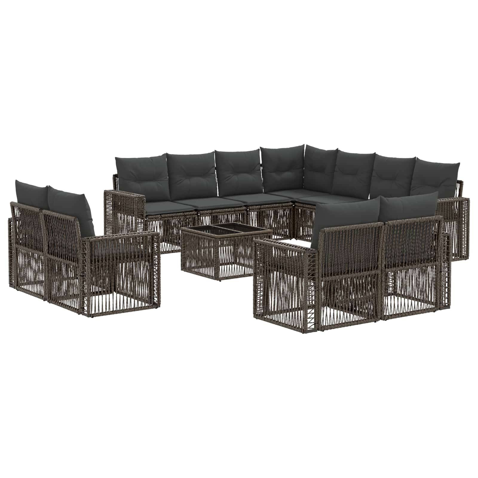 vidaXL Gartensofa-set 12 pcs Grau und Dunkelgrau Poly-Rattan