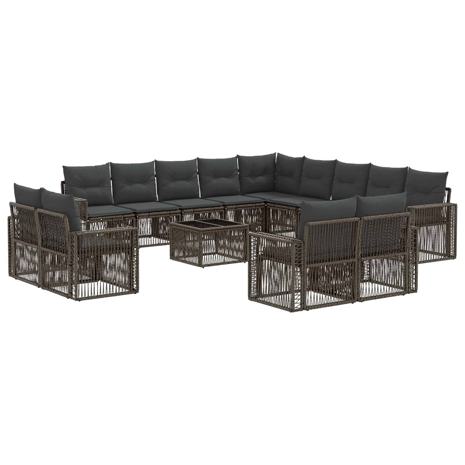 vidaXL Gartensofa-set 14 pcs Grau und Dunkelgrau Poly-Rattan