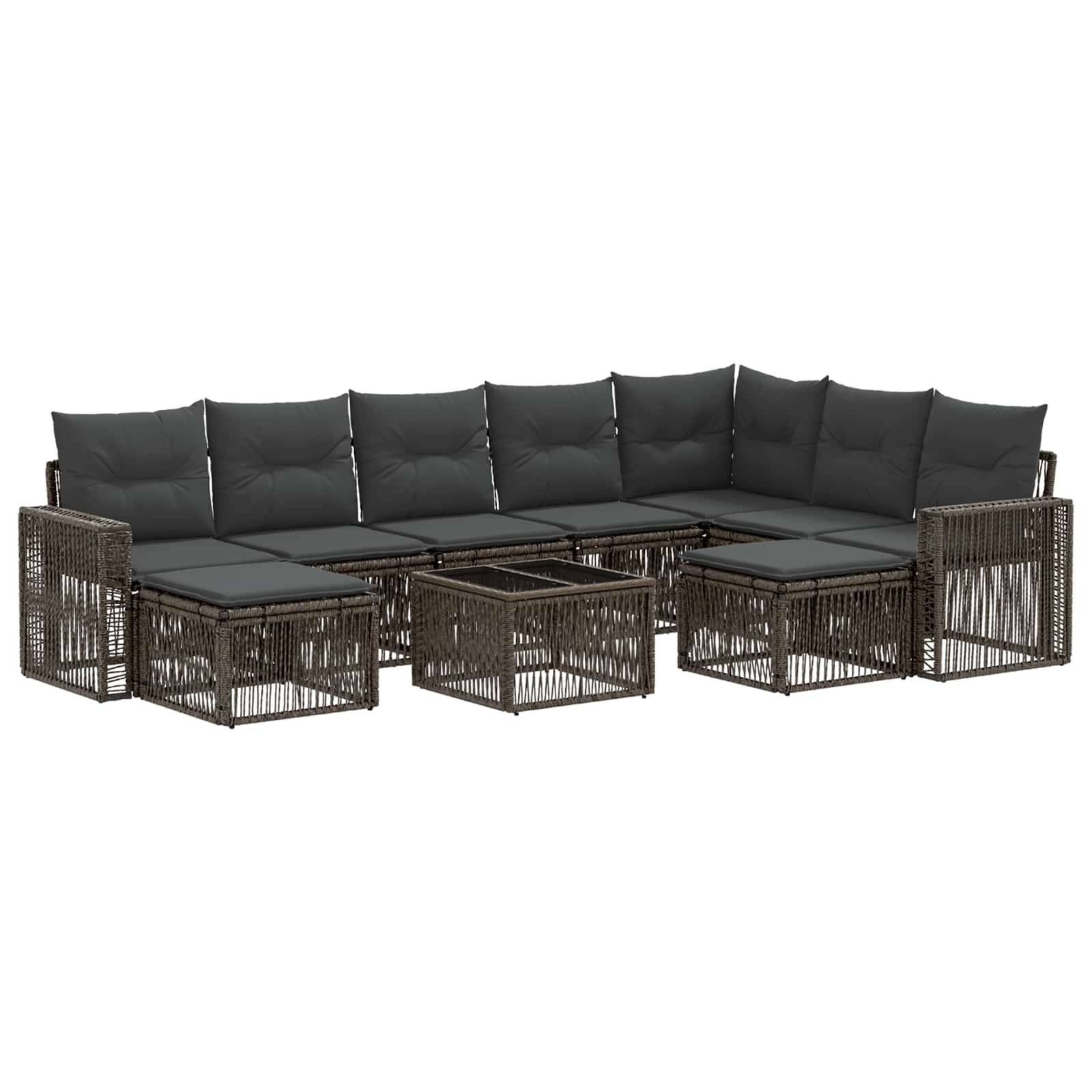 vidaXL Gartensofa-set 10 pcs Grau und Dunkelgrau Poly-Rattan