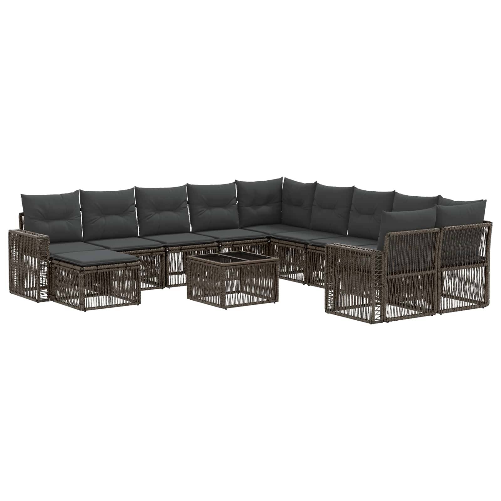vidaXL Gartensofa-set 12 pcs Grau und Dunkelgrau Poly-Rattan