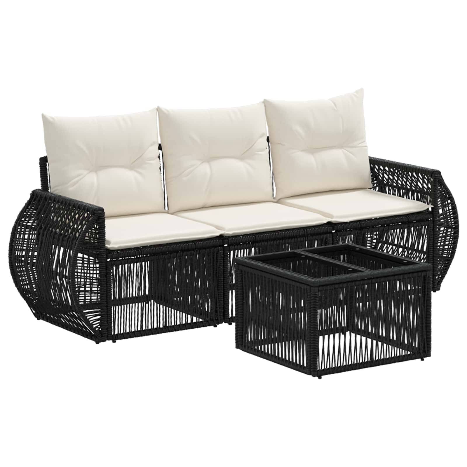 vidaXL Gartensofa-set 4 pcs Schwarz und Cremeweiß Poly-Rattan
