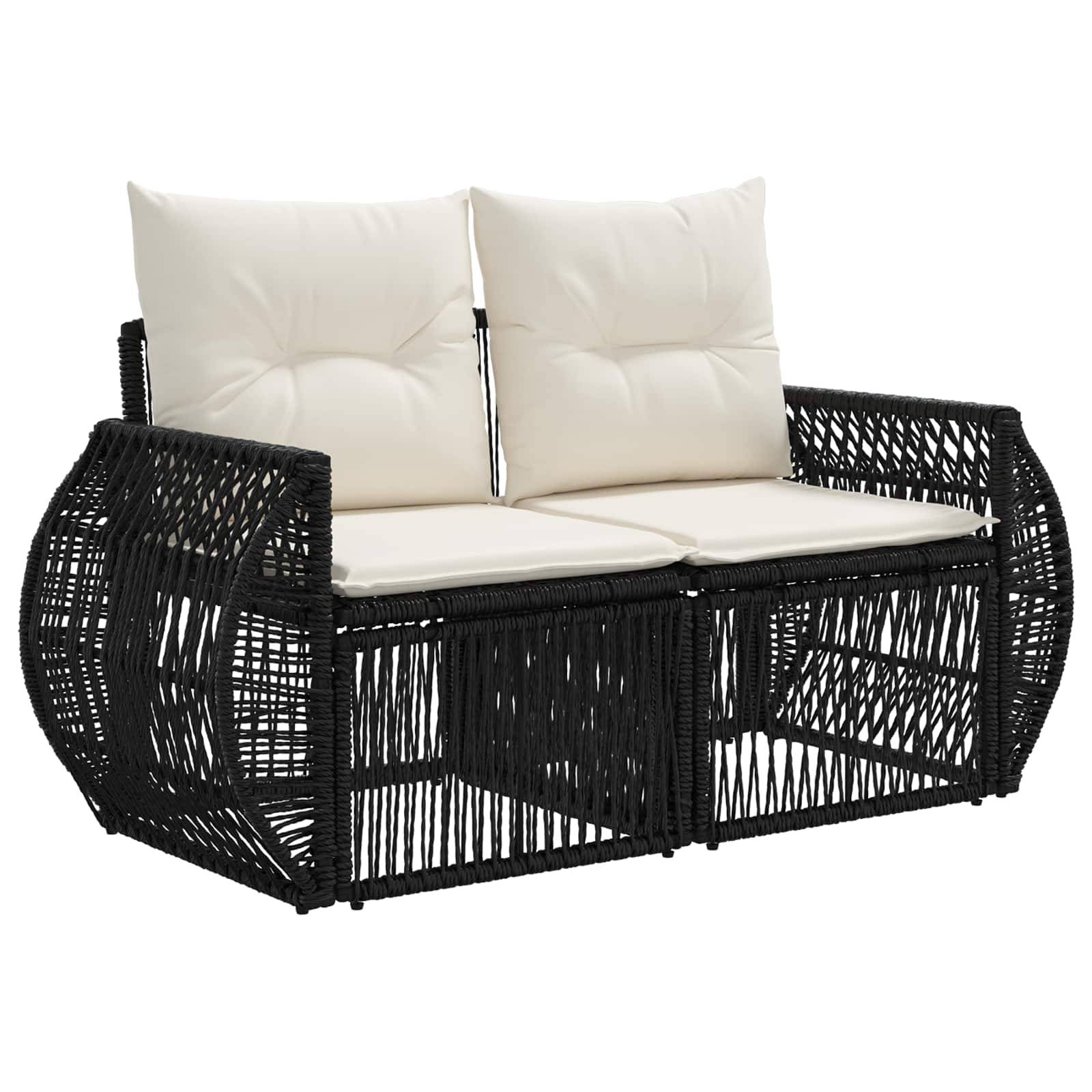 vidaXL Gartensofa-set 9 pcs Schwarz und Cremeweiß Poly-Rattan