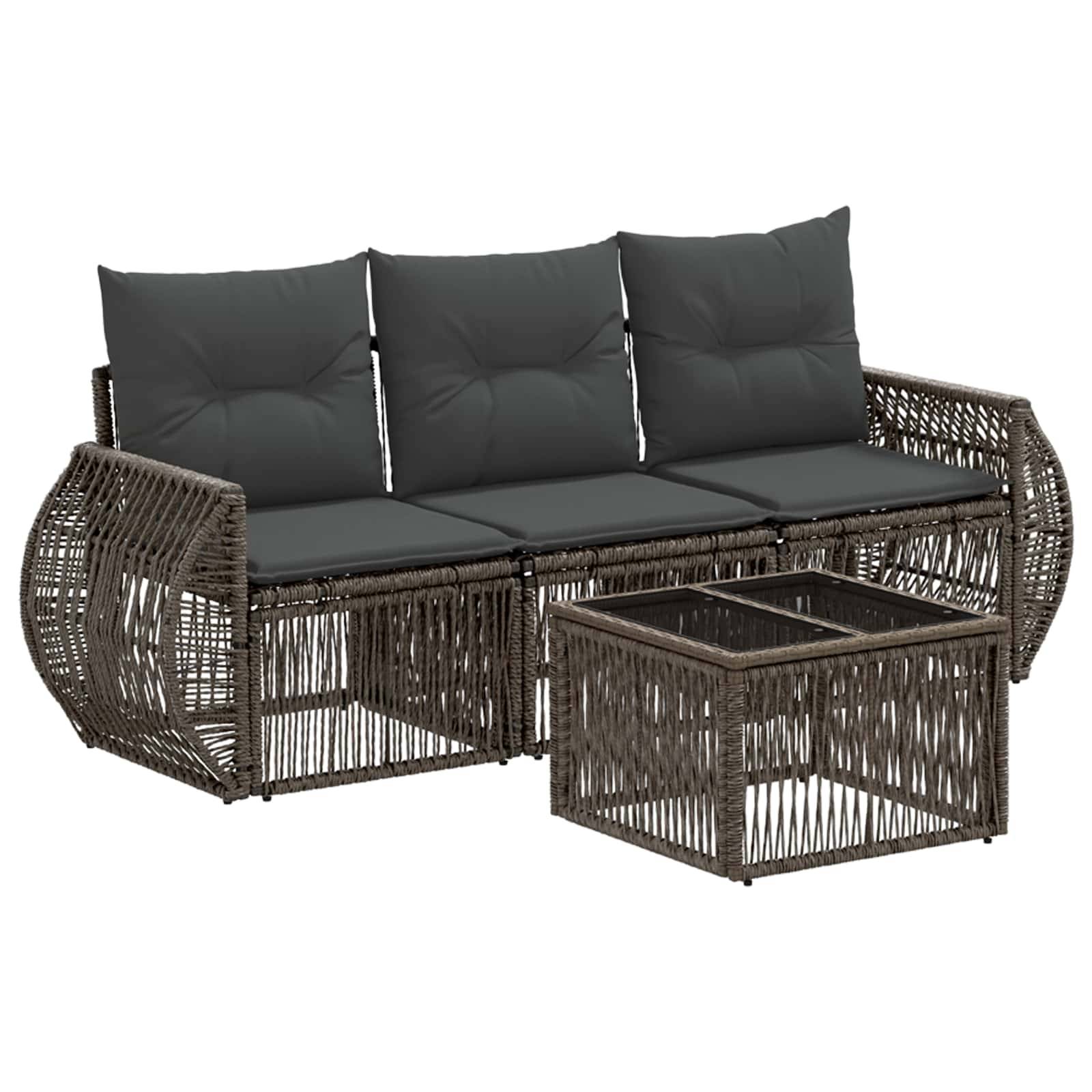 vidaXL Gartensofa-set 4 pcs Grau und Dunkelgrau Poly-Rattan