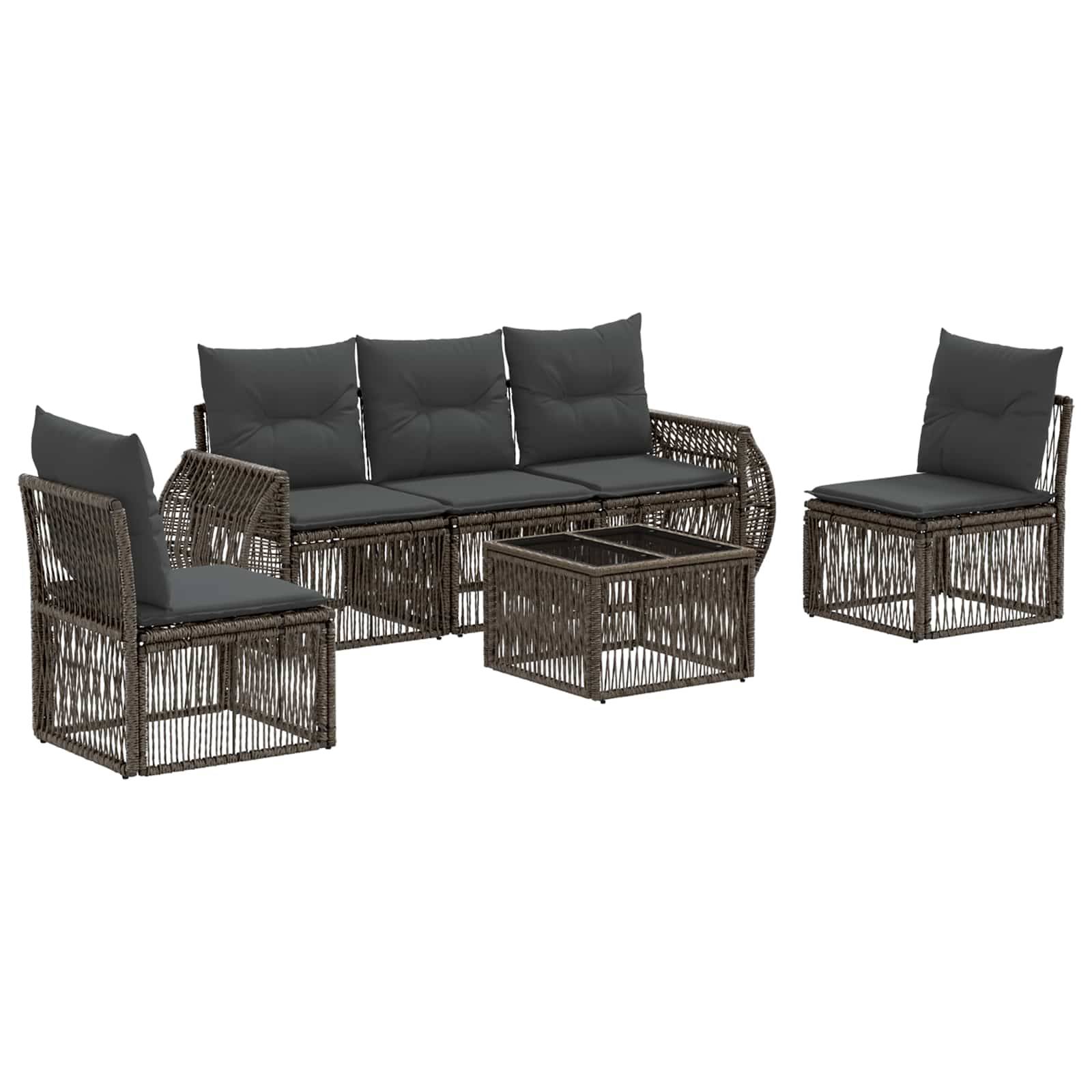 vidaXL Gartensofa-set 6 pcs Grau und Dunkelgrau Poly-Rattan