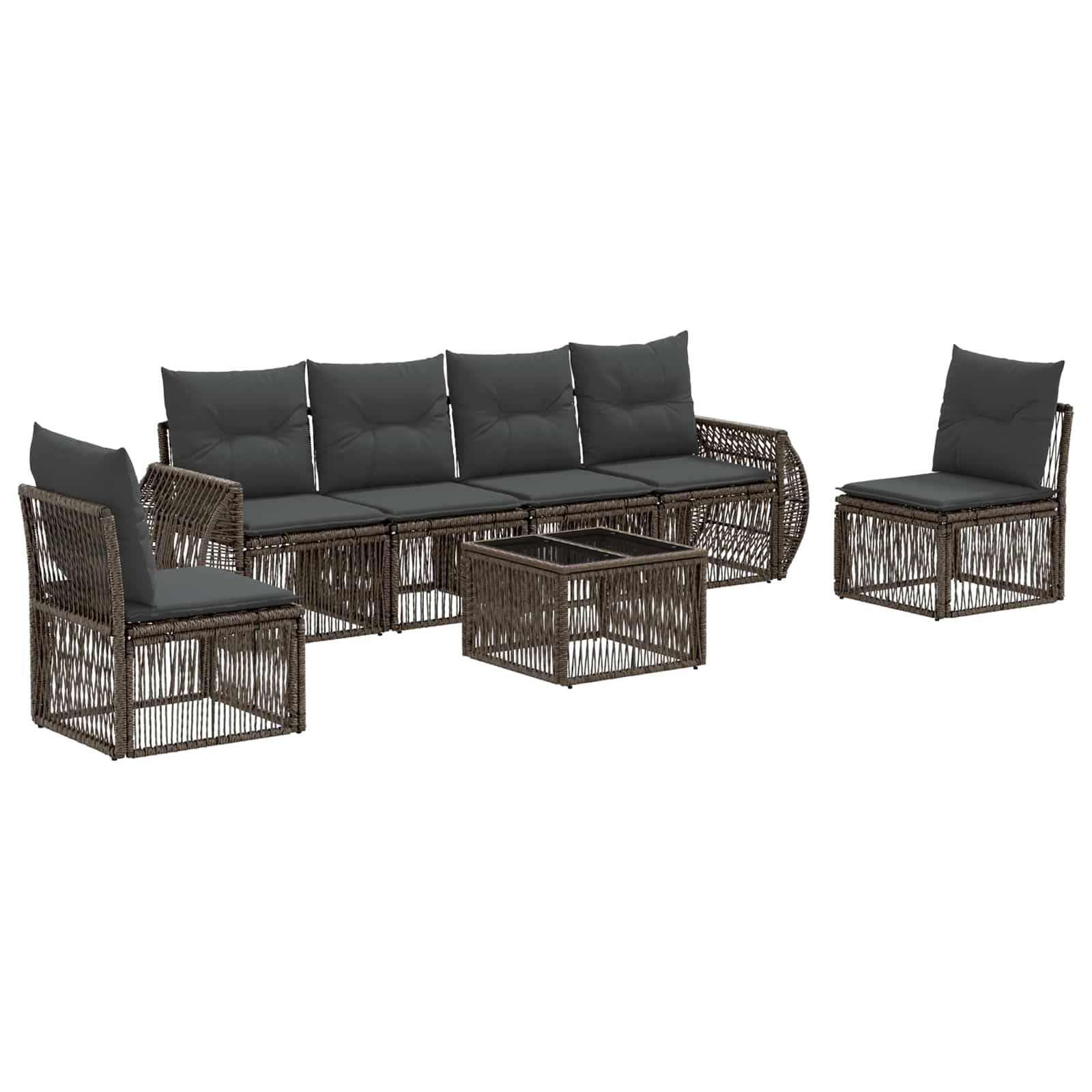vidaXL Gartensofa-set 7 pcs Grau und Dunkelgrau Poly-Rattan