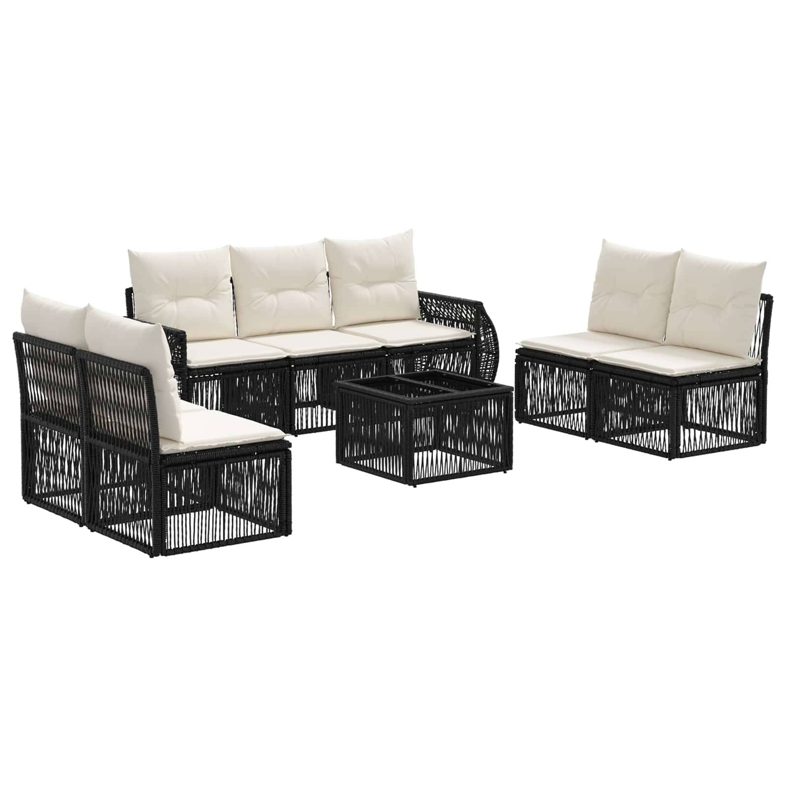 vidaXL Gartensofa-set 8 pcs Schwarz und Cremeweiß Poly-Rattan