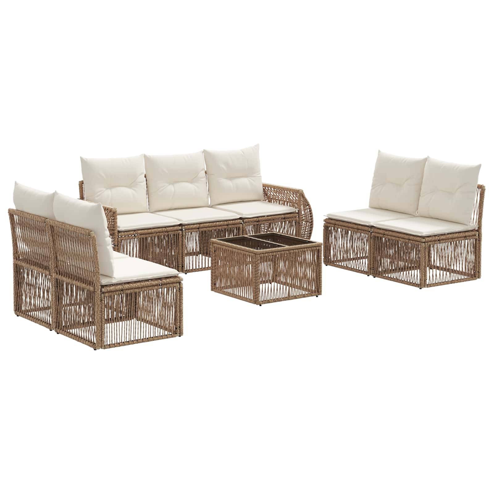 vidaXL Gartensofa-set 8 pcs Beige und Cremeweiß Poly-Rattan
