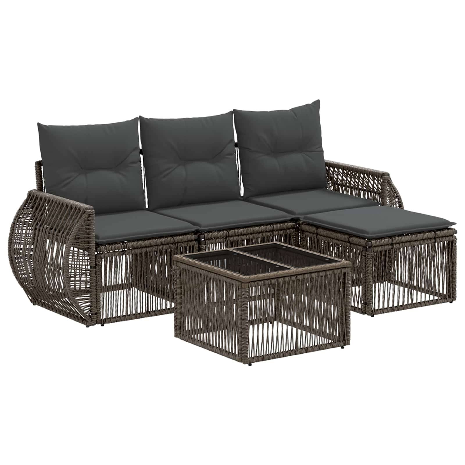 vidaXL Gartensofa-set 5 pcs Grau und Dunkelgrau Poly-Rattan