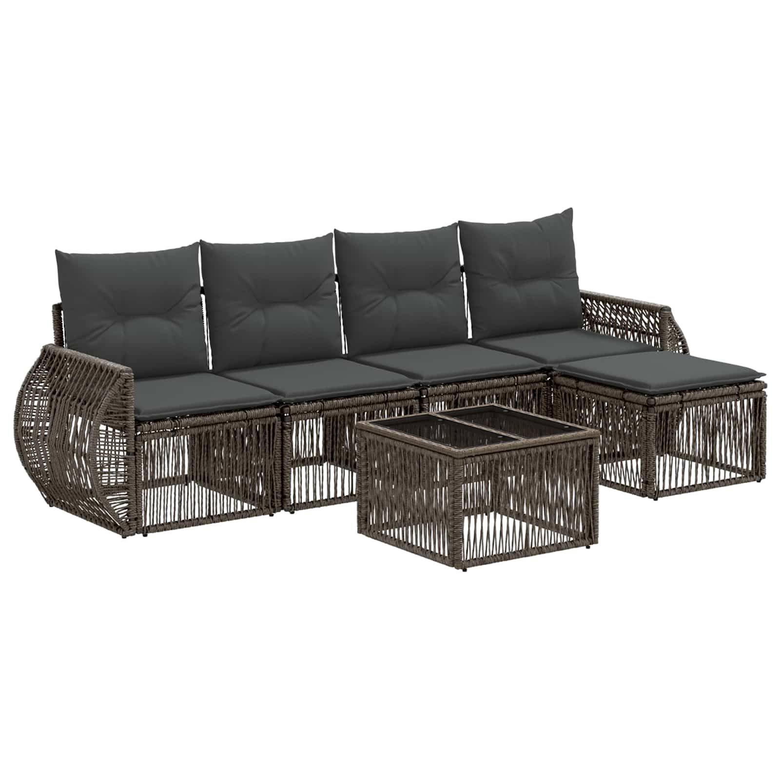 vidaXL Gartensofa-set 6 pcs Grau und Dunkelgrau Poly-Rattan