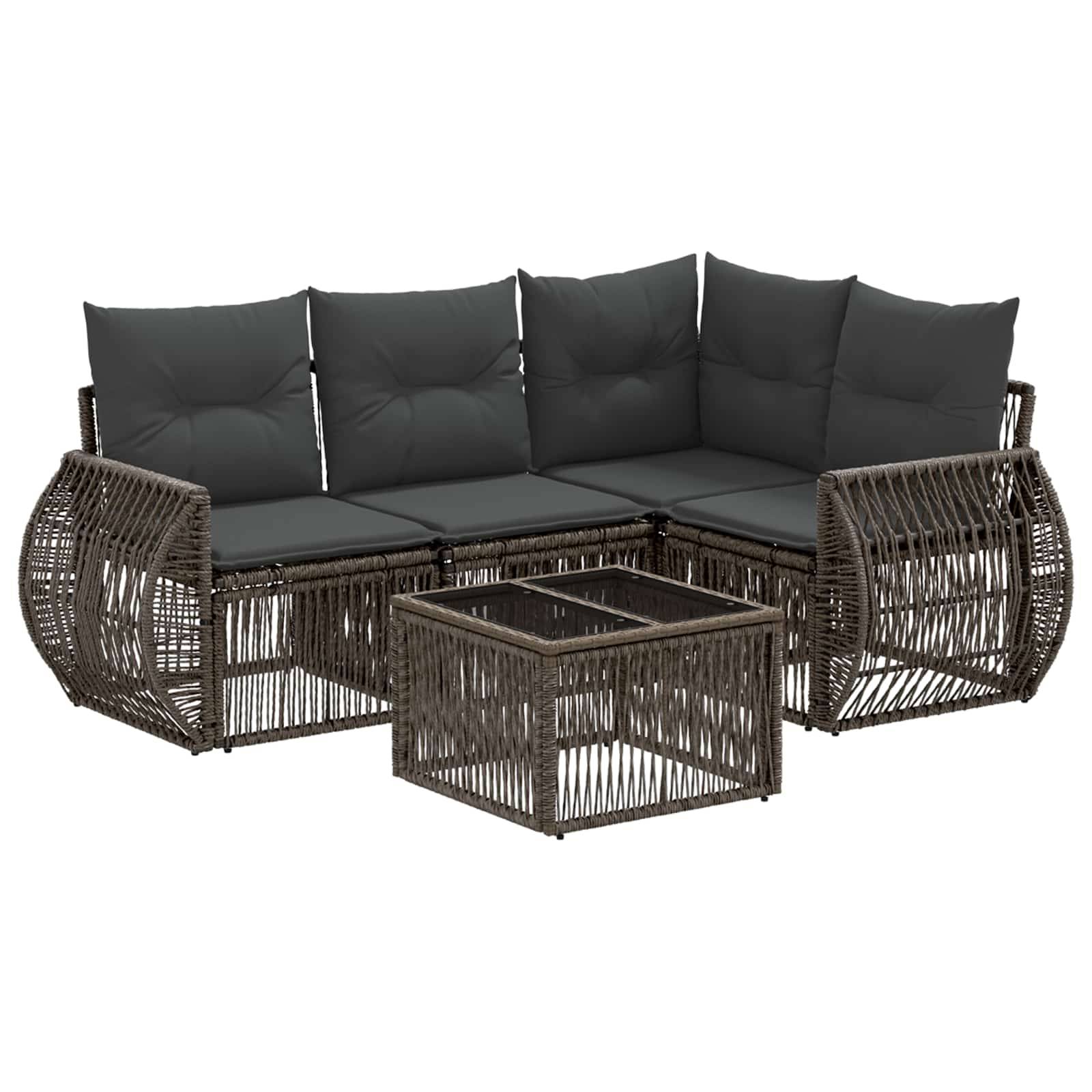 vidaXL Gartensofa-set 5 pcs Grau und Dunkelgrau Poly-Rattan