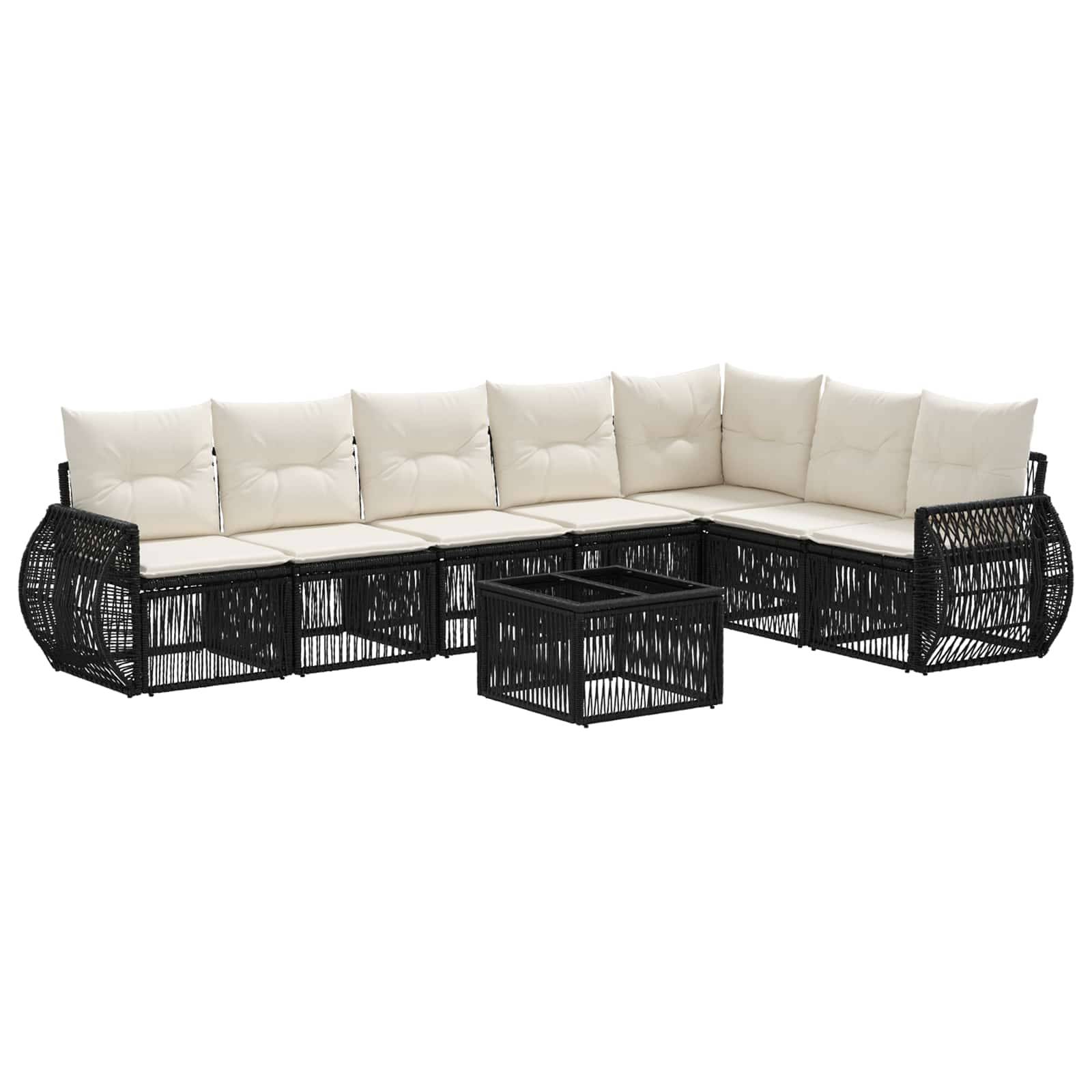 vidaXL Gartensofa-set 8 pcs Schwarz und Cremeweiß Poly-Rattan