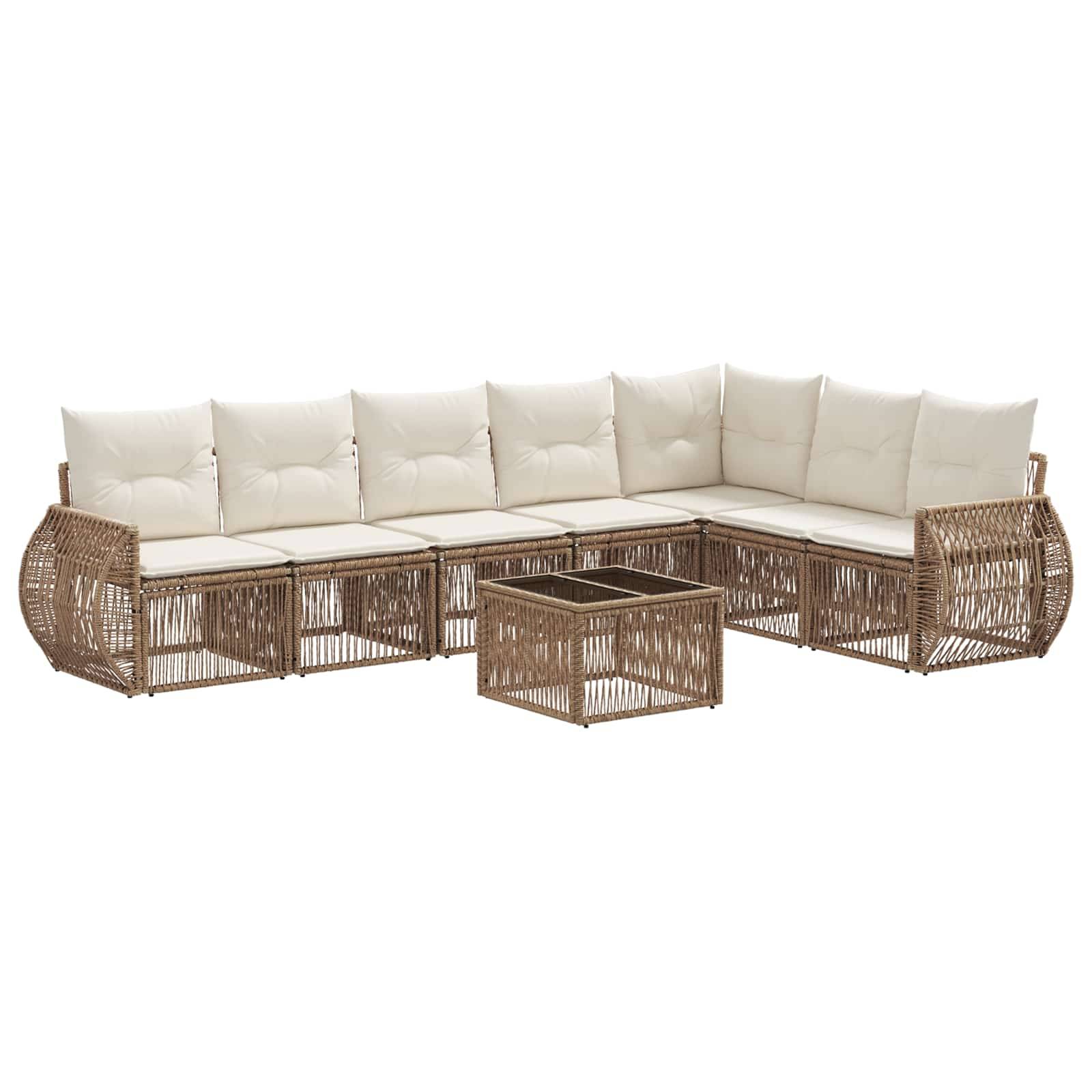 vidaXL Gartensofa-set 8 pcs Beige und Cremeweiß Poly-Rattan