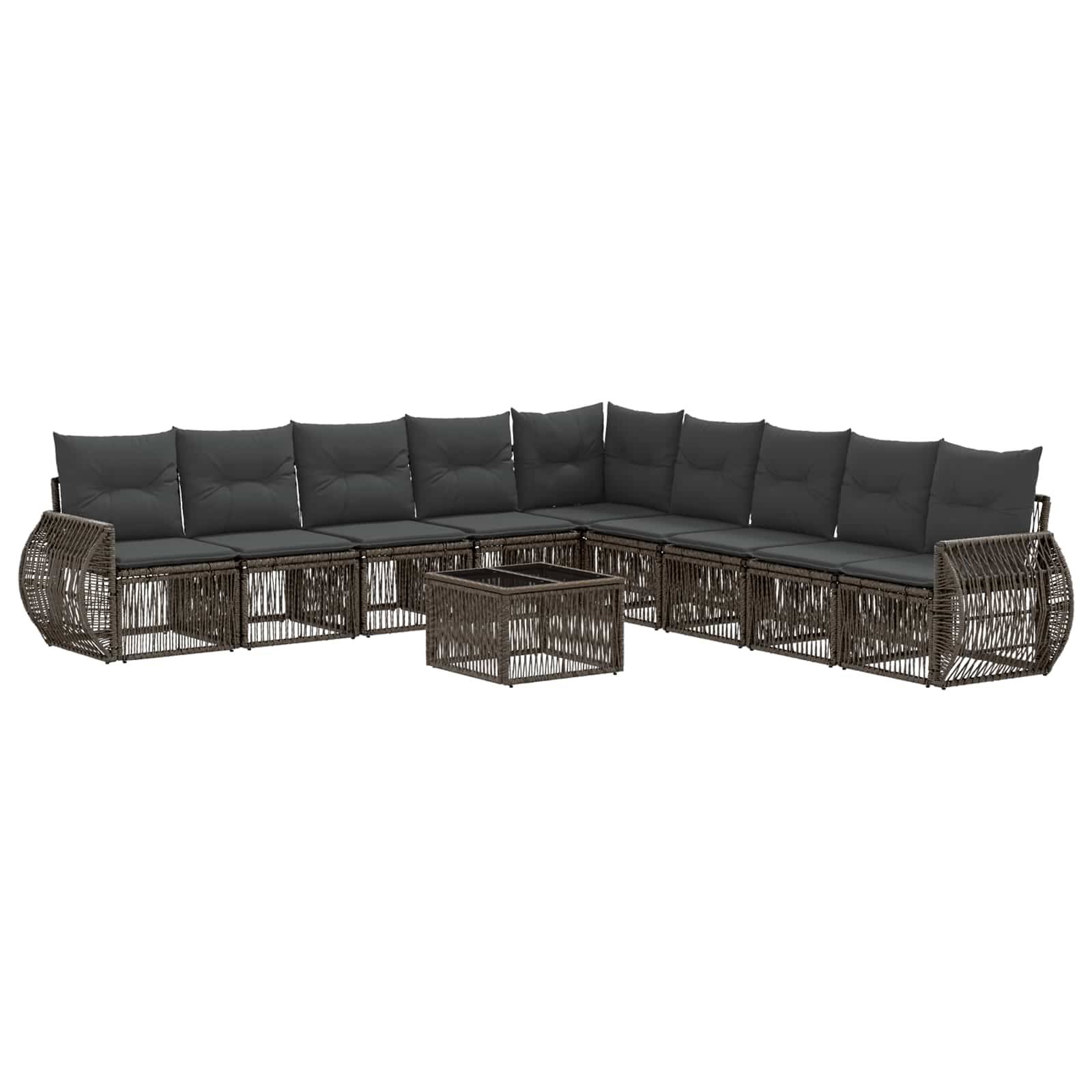 vidaXL Gartensofa-set 10 pcs Grau und Dunkelgrau Poly-Rattan