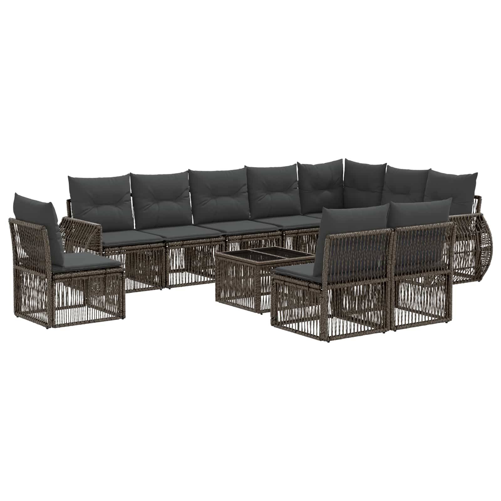 vidaXL Gartensofa-set 11 pcs Grau und Dunkelgrau Poly-Rattan