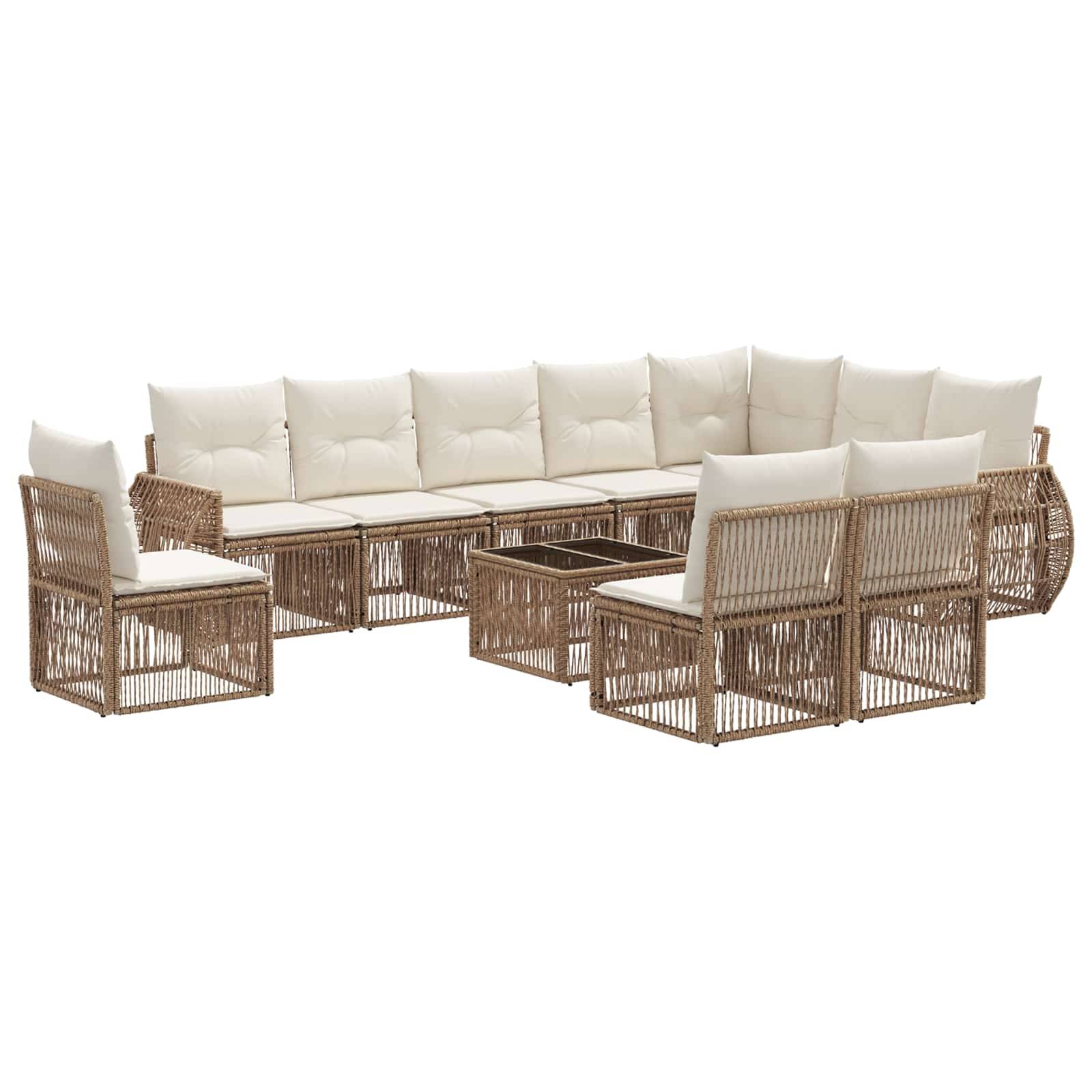 vidaXL Gartensofa-set 11 pcs Beige und Cremeweiß Poly-Rattan