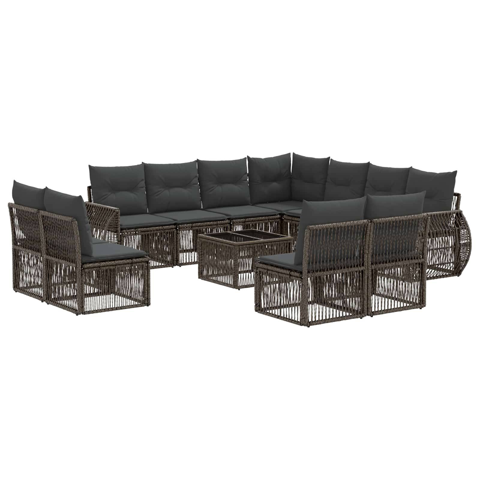 vidaXL Gartensofa-set 12 pcs Grau und Dunkelgrau Poly-Rattan